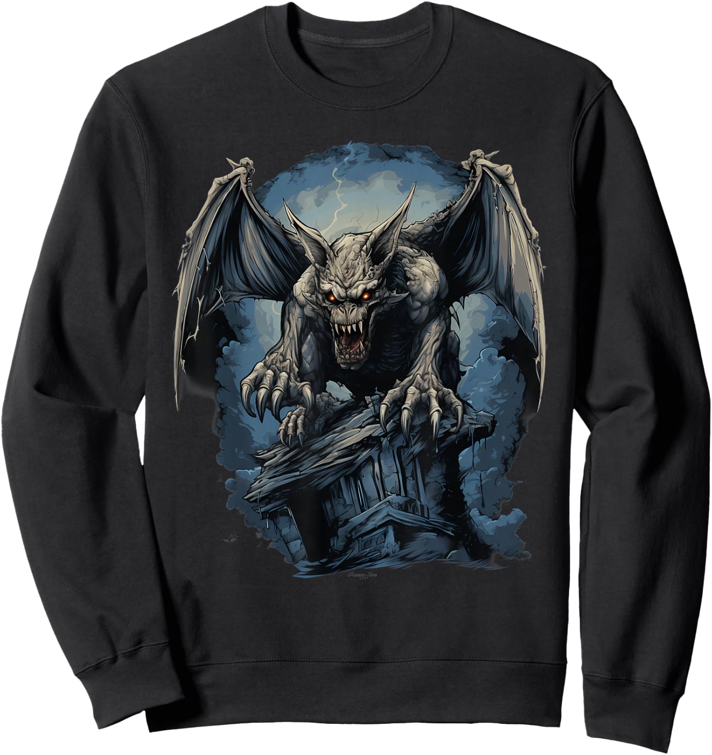 Retro Style Gargoyle Sweatshirt - Sweatshirt | Black