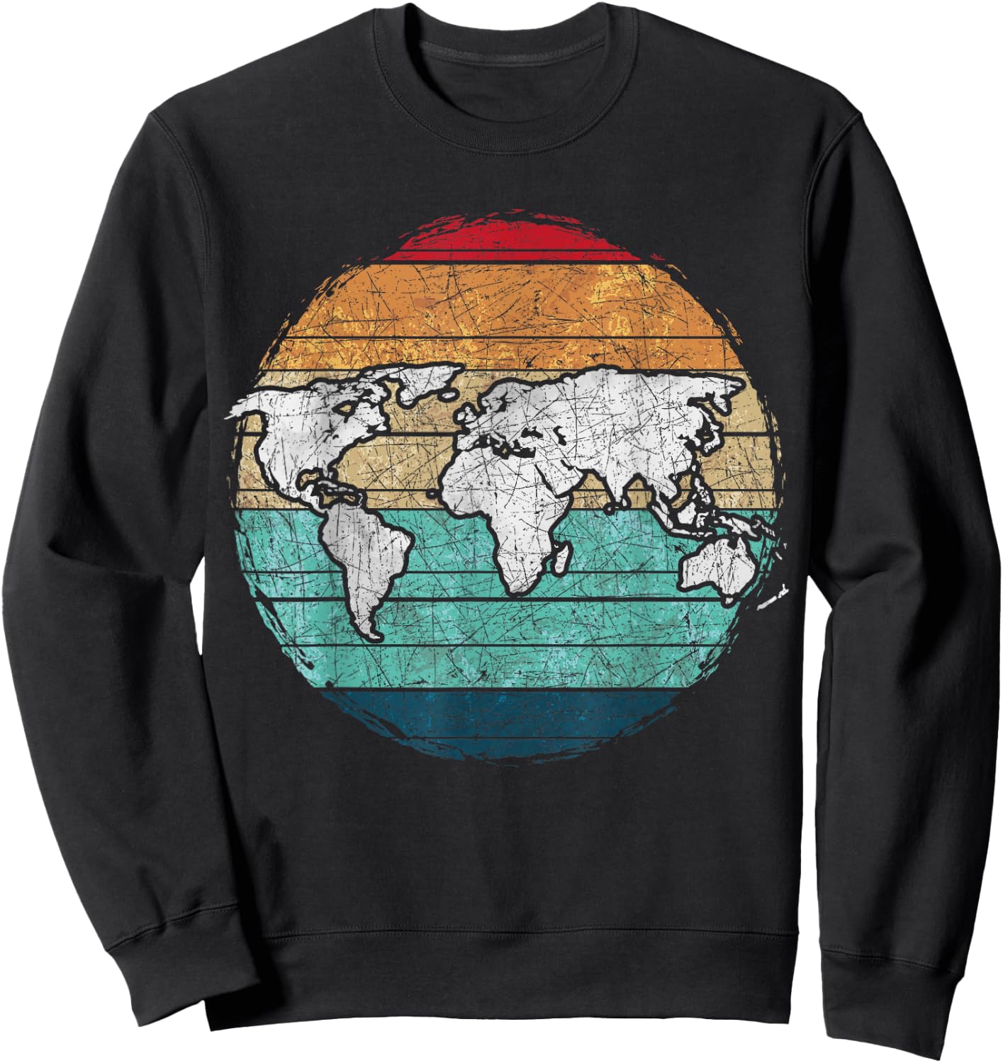 Retro World Map Sweatshirt - Sweatshirt | Black