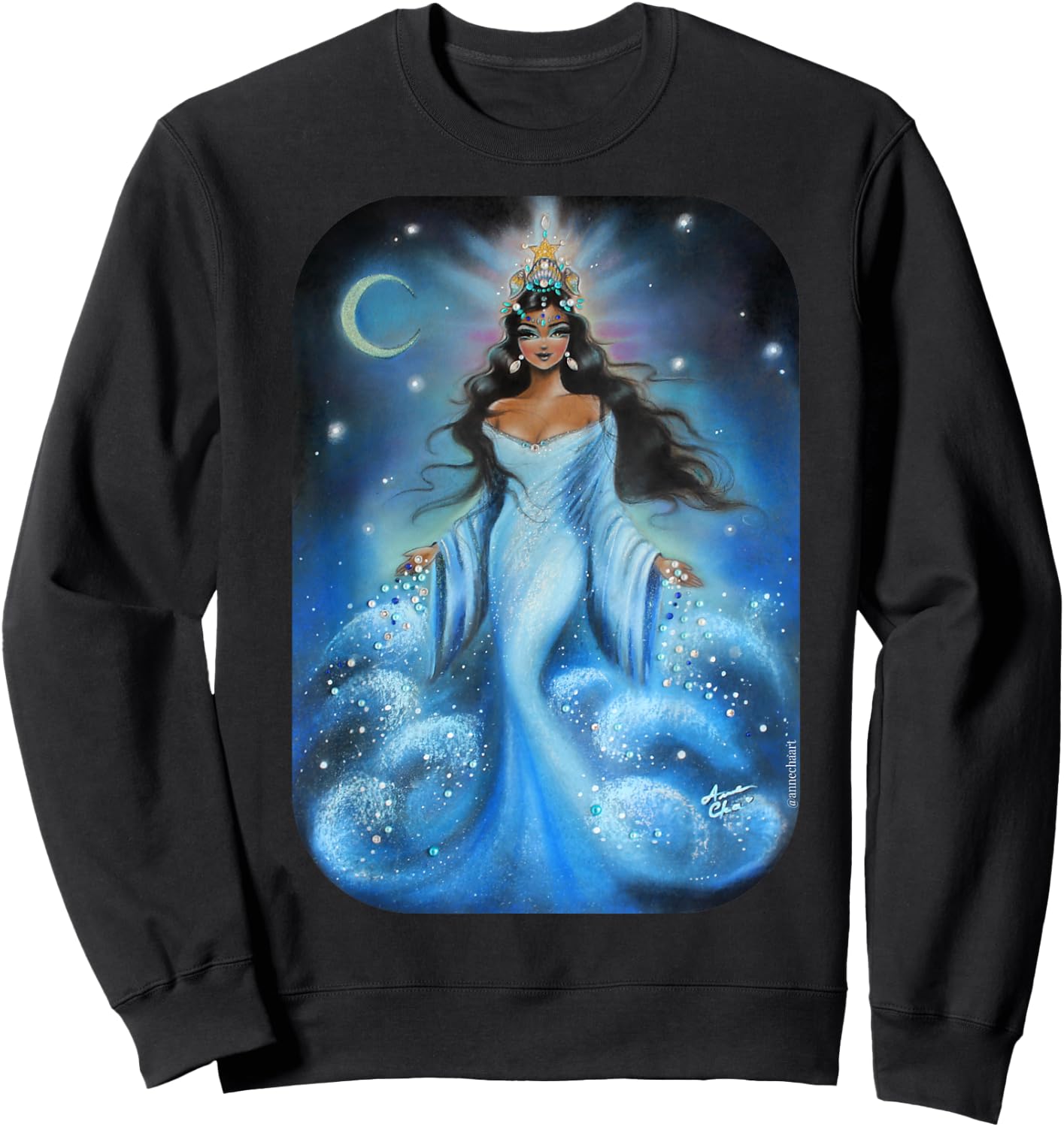 IEMANJA Goddess of Sea Yemaya, Orisha, Umbanda, Ocean Queen Sweatshirt - Sweatshirt | Black