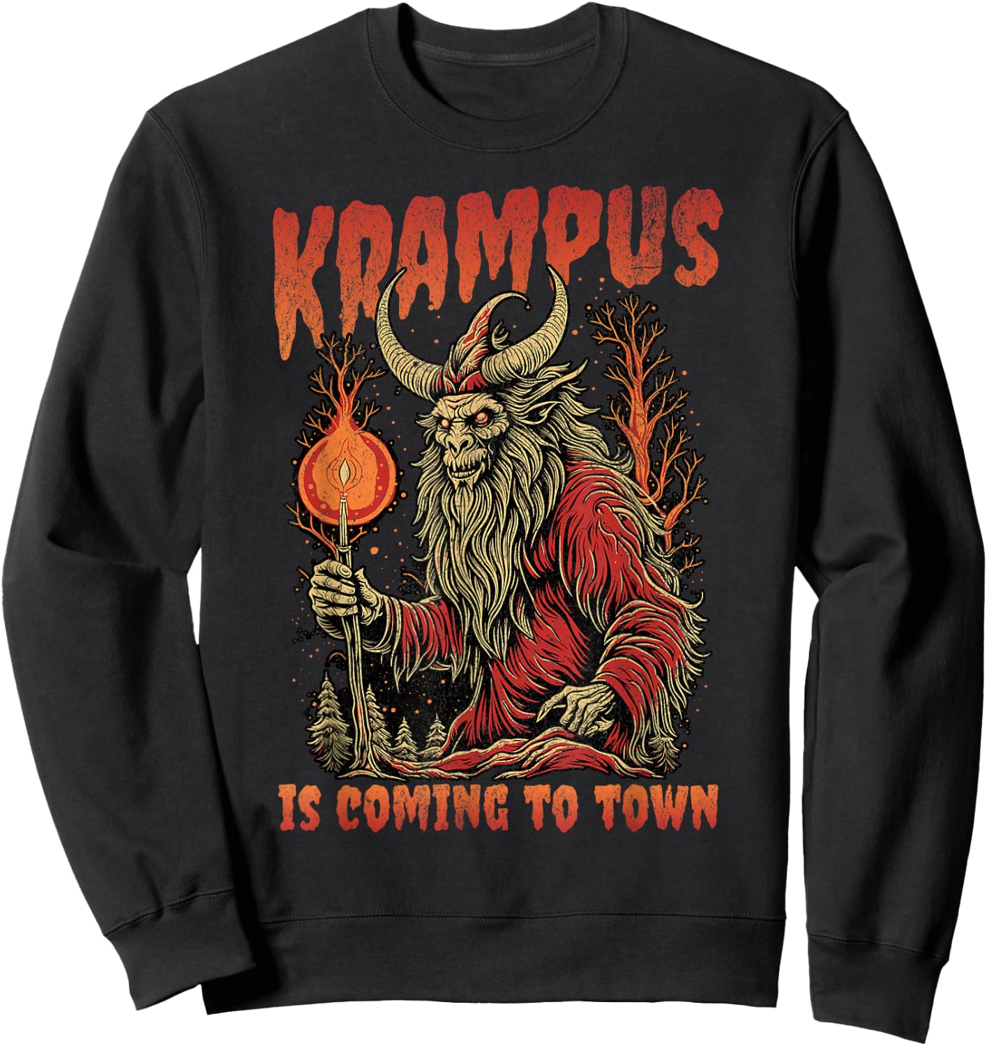 Christmas Krampus Is Coming Hail Santa Clothing Sweatshirt - Sweatshirt | Black