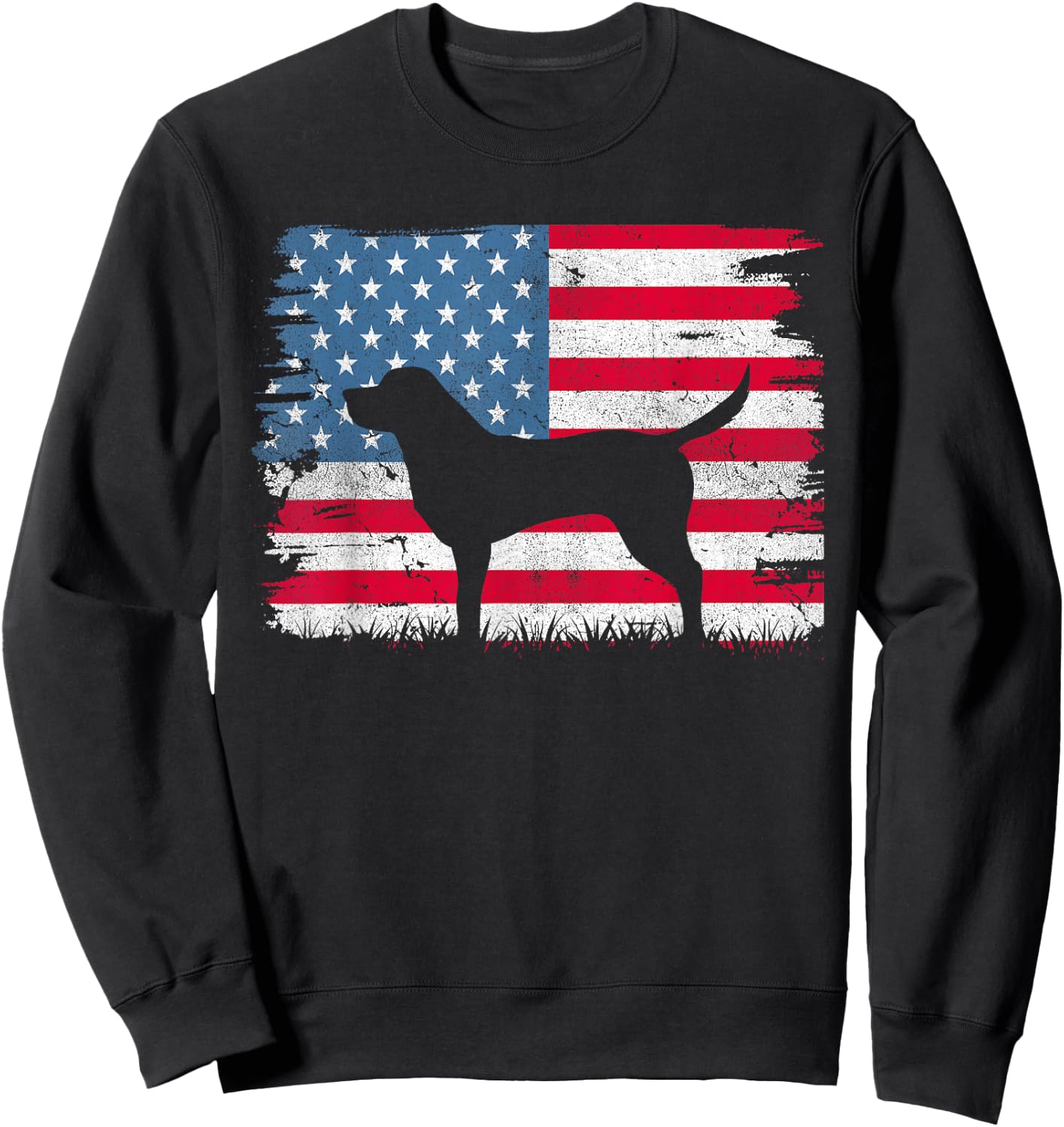 Black Labrador American Flag USA 4th of July Men Women Kids Sweatshirt - Sweatshirt | Black