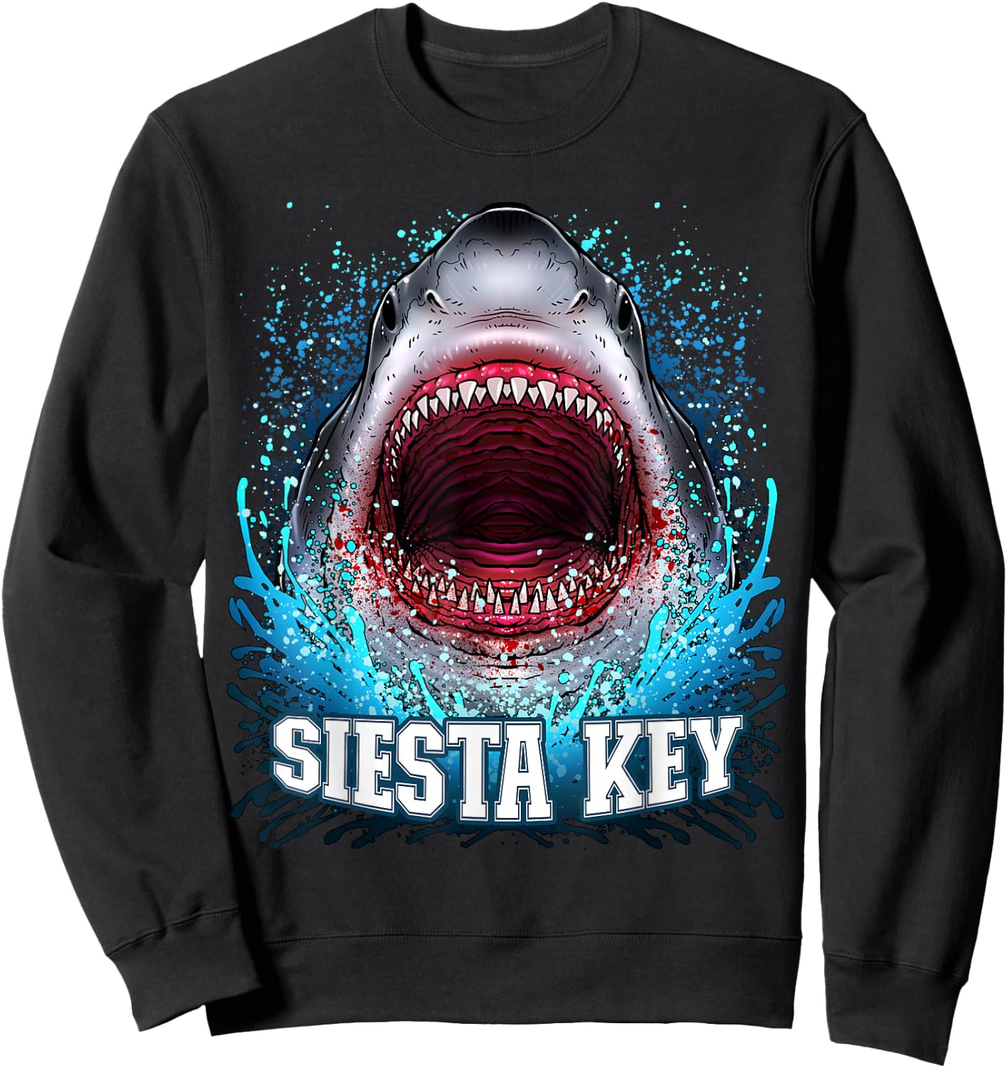 Siesta Key Florida Vacation Great White Shark Beach Trip Sweatshirt - Sweatshirt | Black