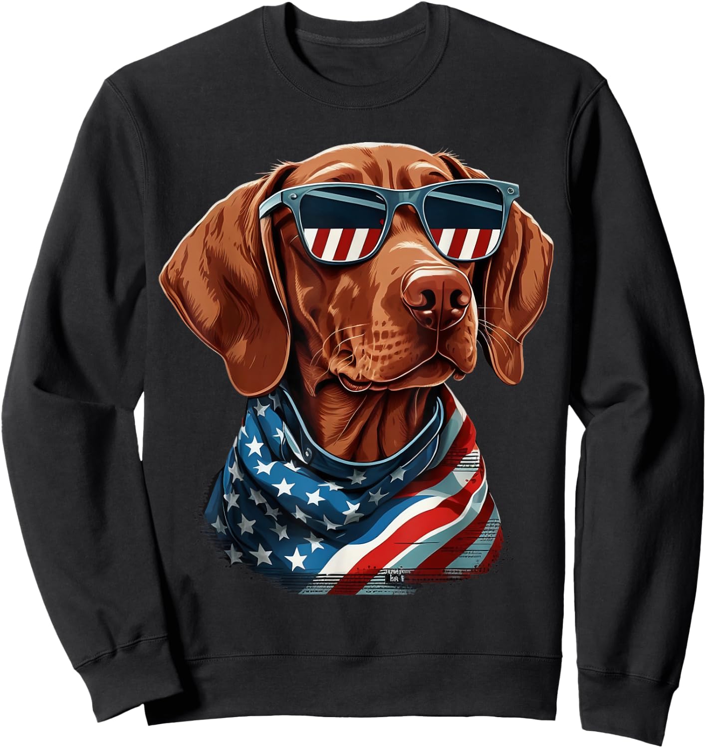 USA 4th Of July Vizsla on Patriotic American Vizsla Kids Men Sweatshirt - Sweatshirt | Black