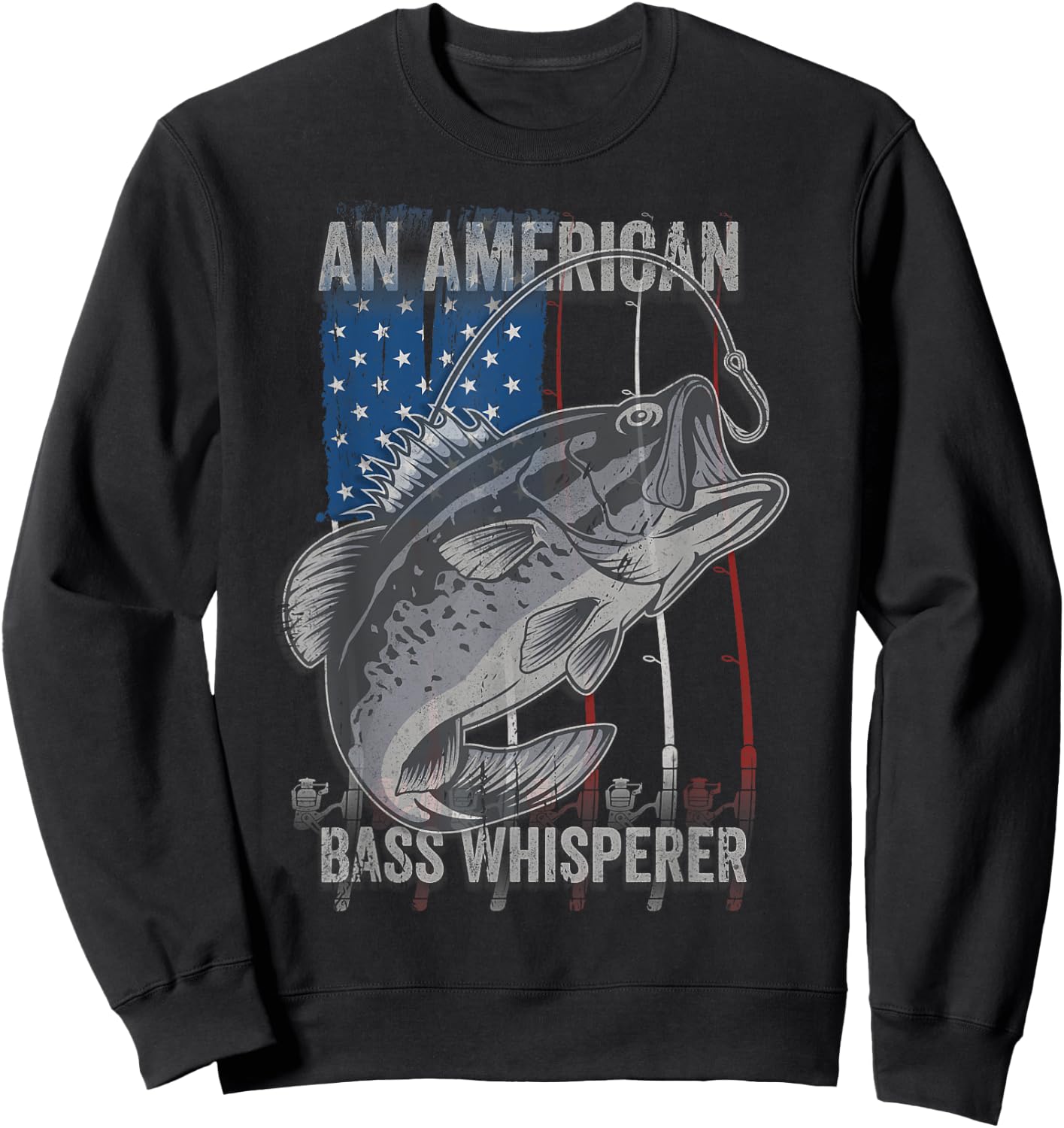 Patriotic anglers American Bass Pro whisperer fisherman Sweatshirt - Sweatshirt | Black