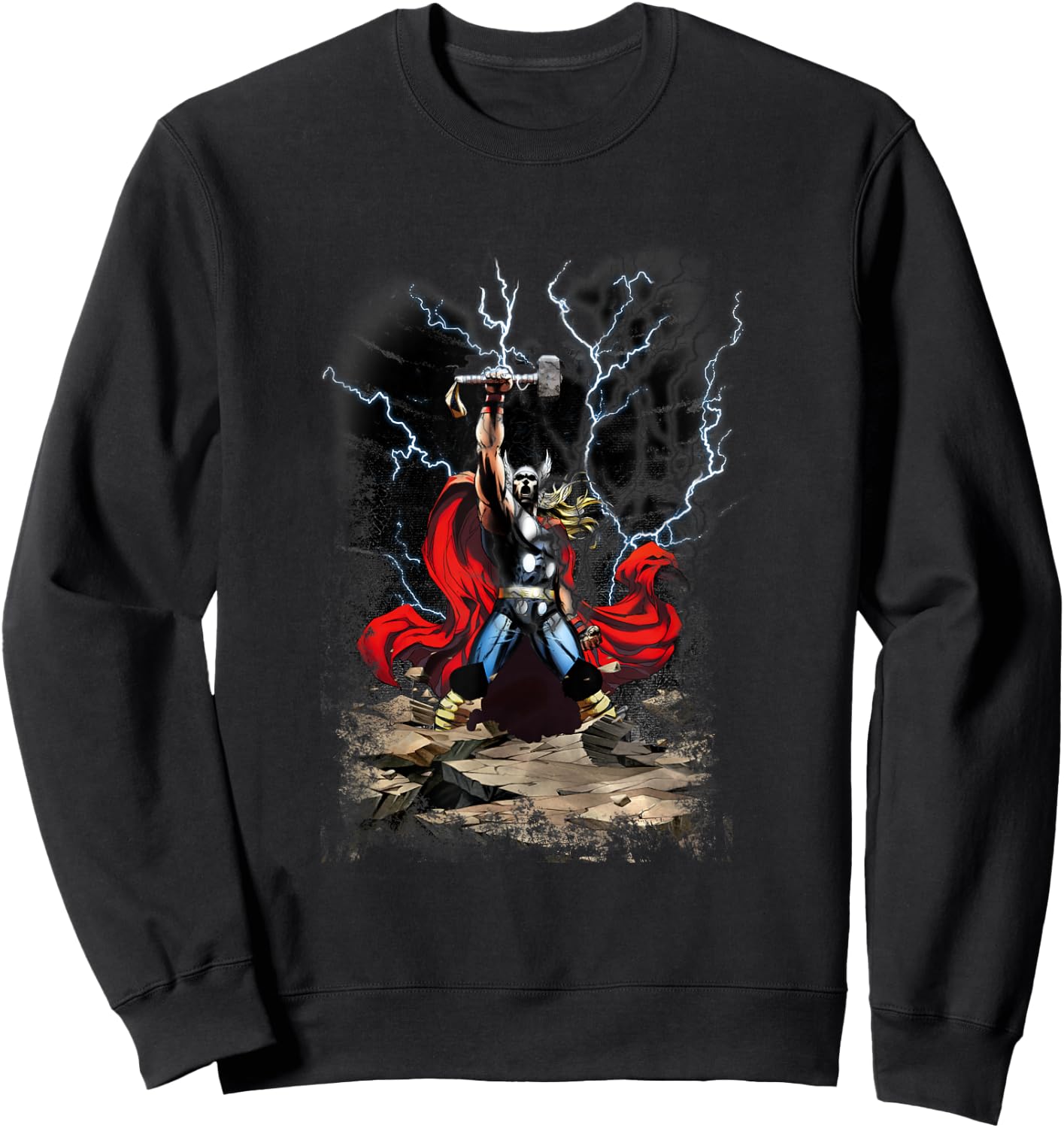 Marvel Comics Retro Classic Thor Lightning God Portrait Sweatshirt - Sweatshirt | Black