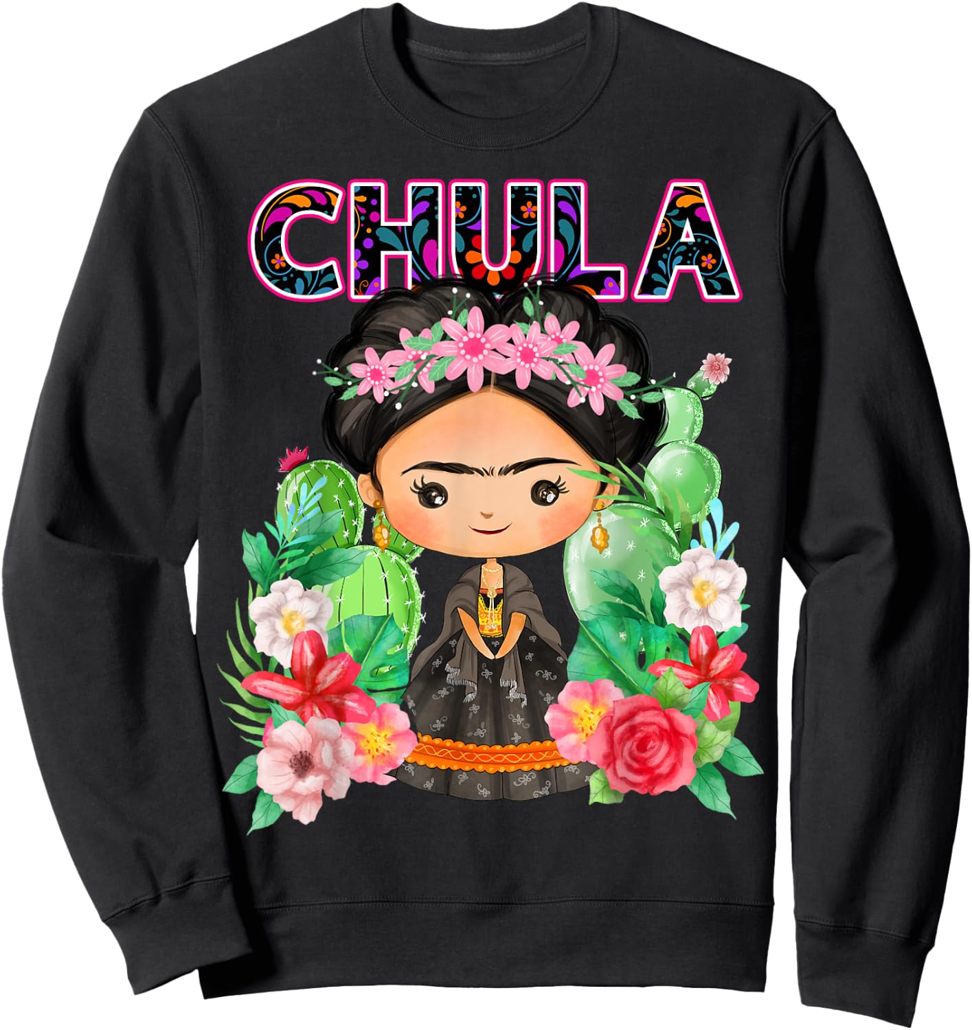 Mexican Lele Doll Honor Native Mexican Women Handmade Doll Sweatshirt - Sweatshirt | Black