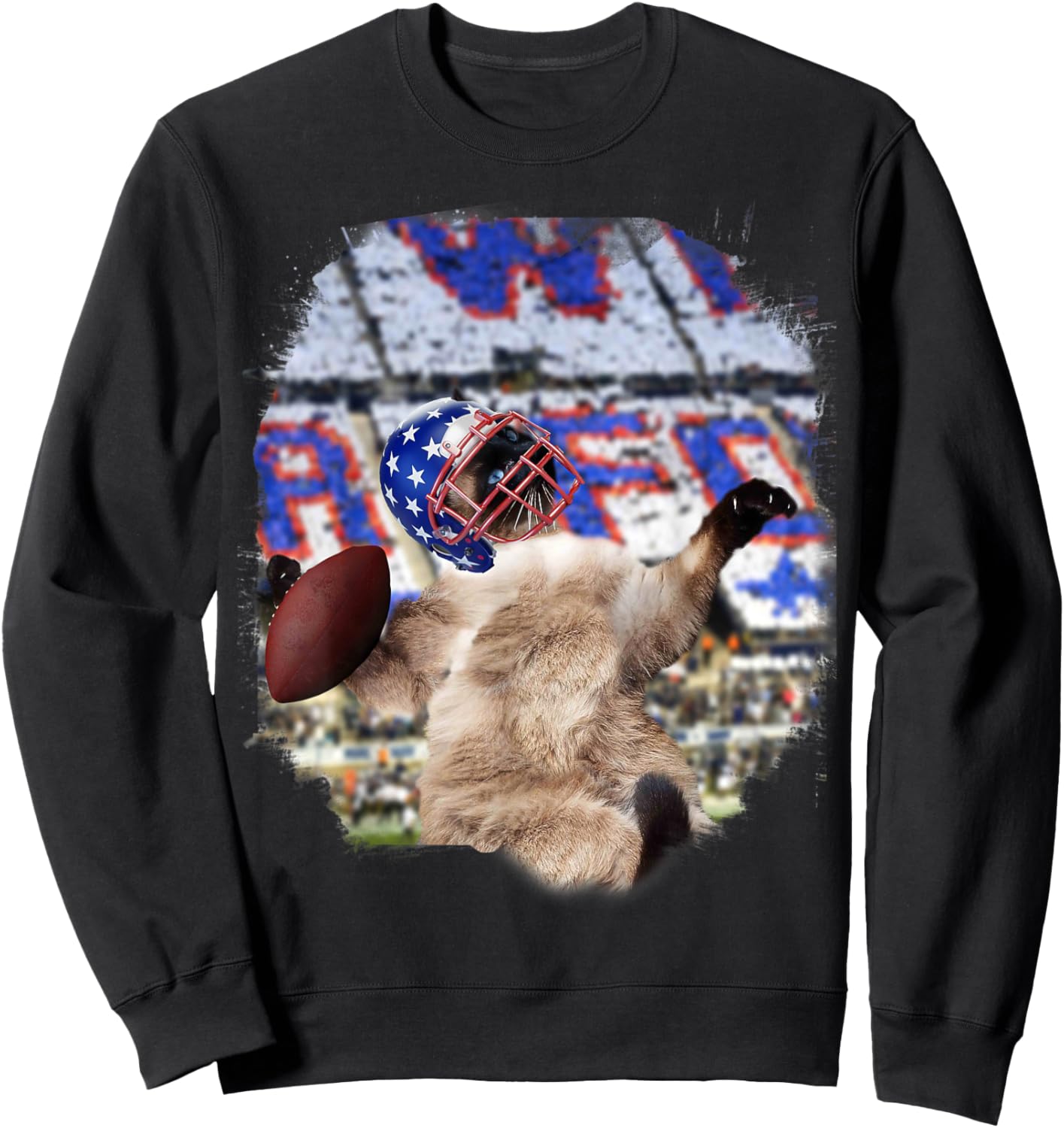 Siamese Cat Playing Football Sweatshirt - Sweatshirt | Black