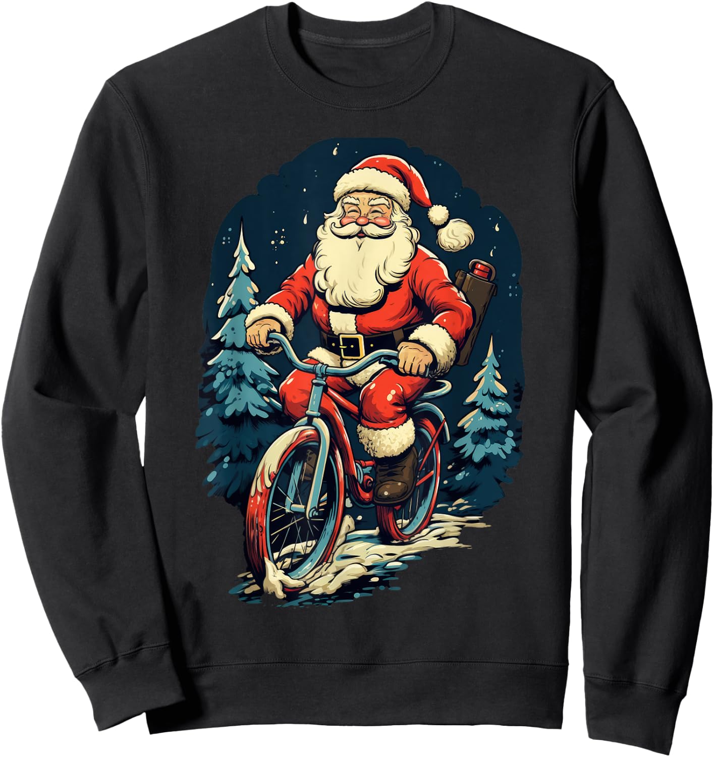 Santa Riding Bicycle Cycling Funny Christmas Boys Girls Kids Sweatshirt - Sweatshirt | Black