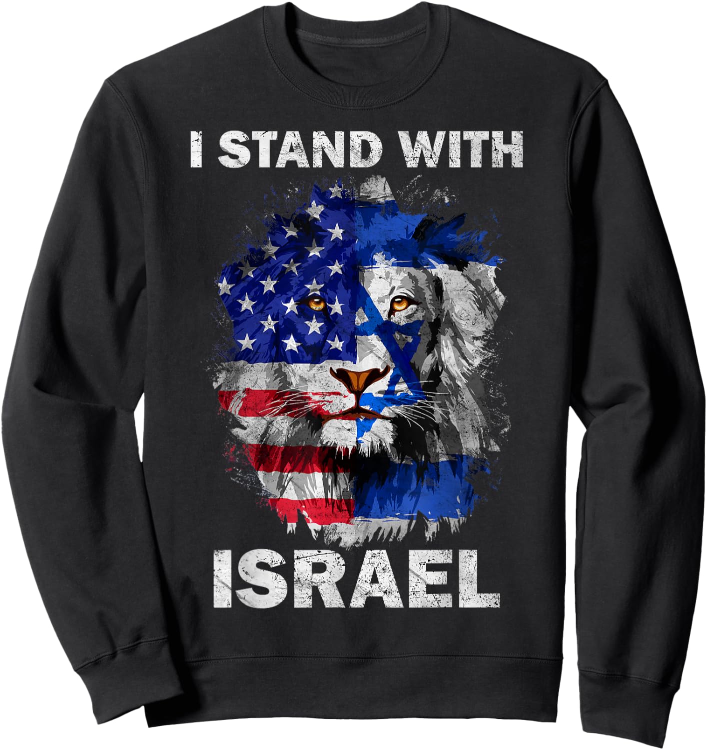 I Stand With Israel Vintage USA Israel Flag Sweatshirt - Sweatshirt | Black