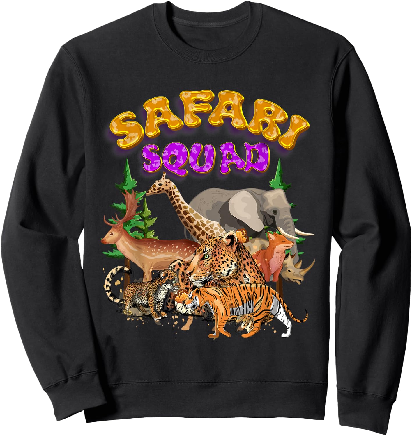 Safari Squad Animals Zoo Lovers Wildlife Jungle Zoologist Sweatshirt - Sweatshirt | Black