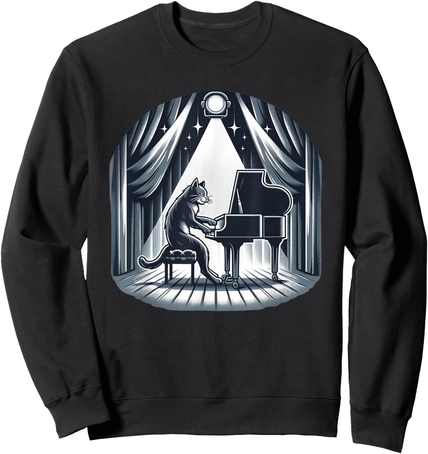 Classical Piano Concert / Funny & Cute Cat Playing Piano Men Women Girls Kids Sweatshirt - Sweatshirt | Black
