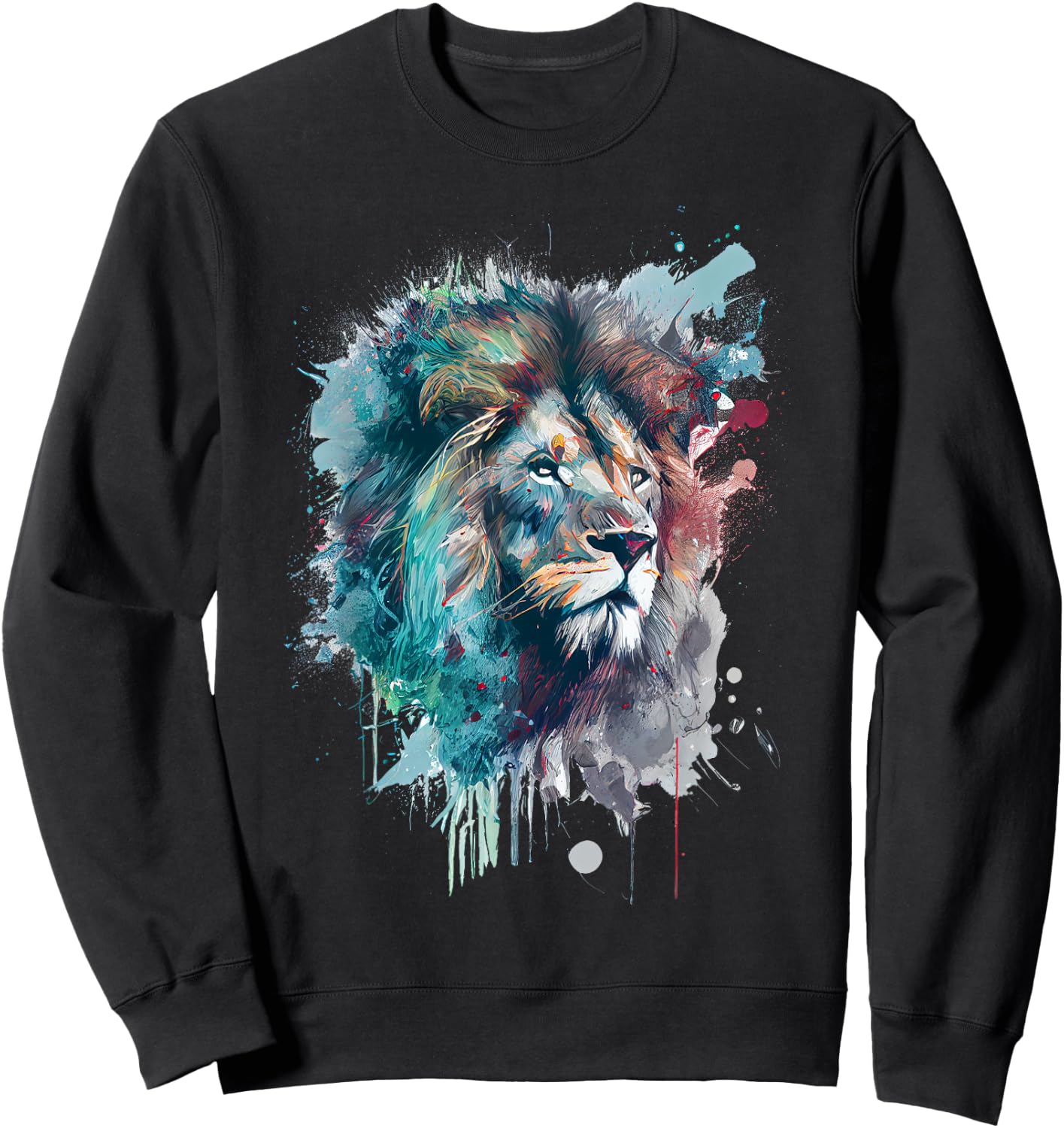 Lion Colorful Design Sweatshirt - Sweatshirt | Black