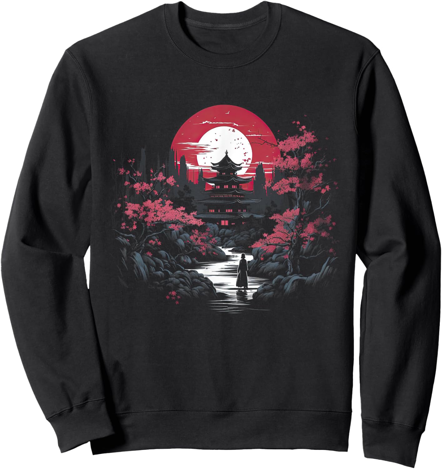 Japanese Landscape Cherry blossoms Martial arts Sweatshirt - Sweatshirt | Black