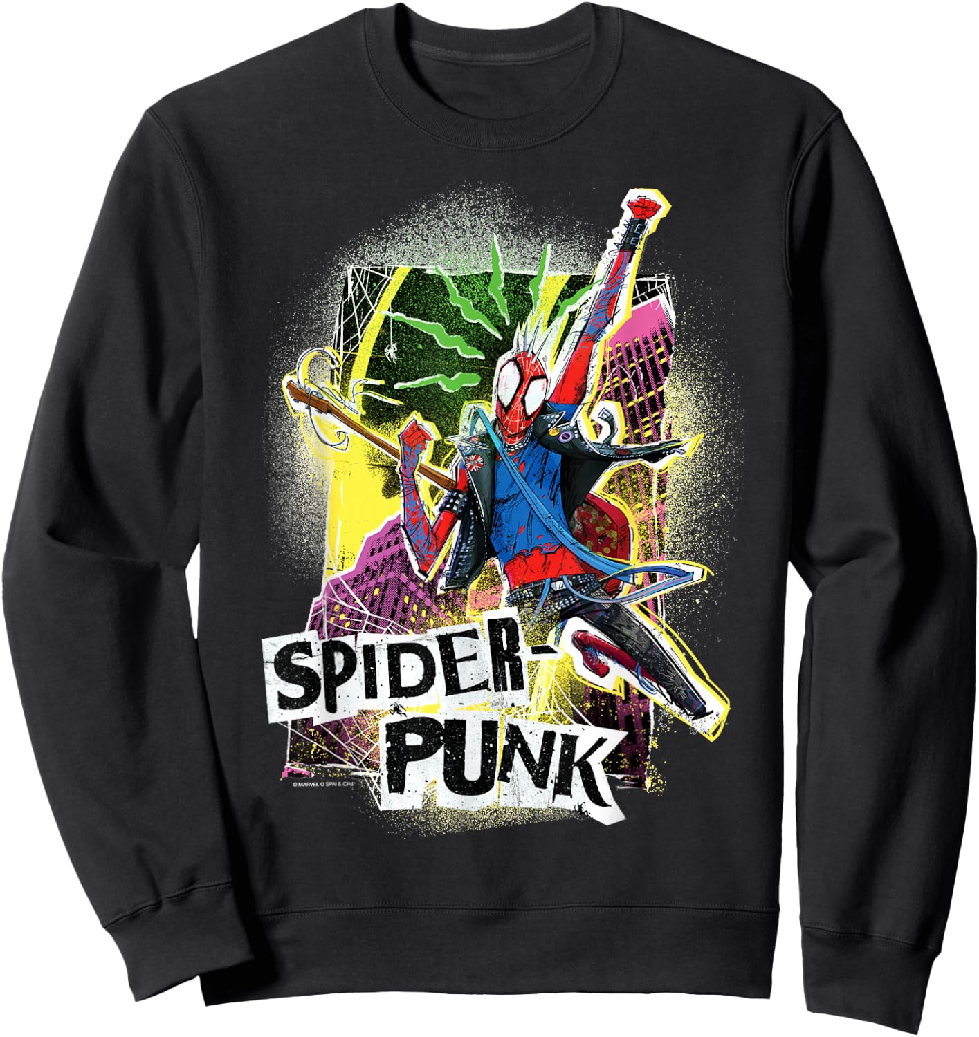 Marvel Spider-Man: Across The Spider-Verse Spider-Punk Pose Sweatshirt - Sweatshirt | Black