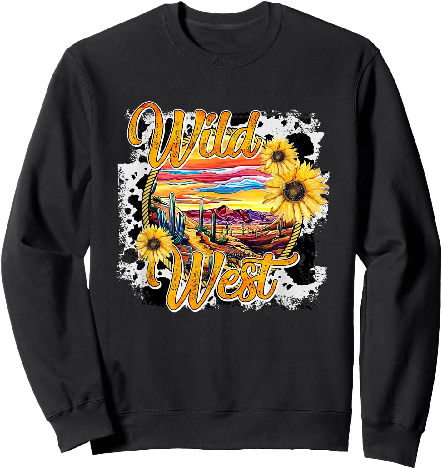 Wild West Sunflower, Desert Vibes Cactus Sweatshirt - Sweatshirt | Black