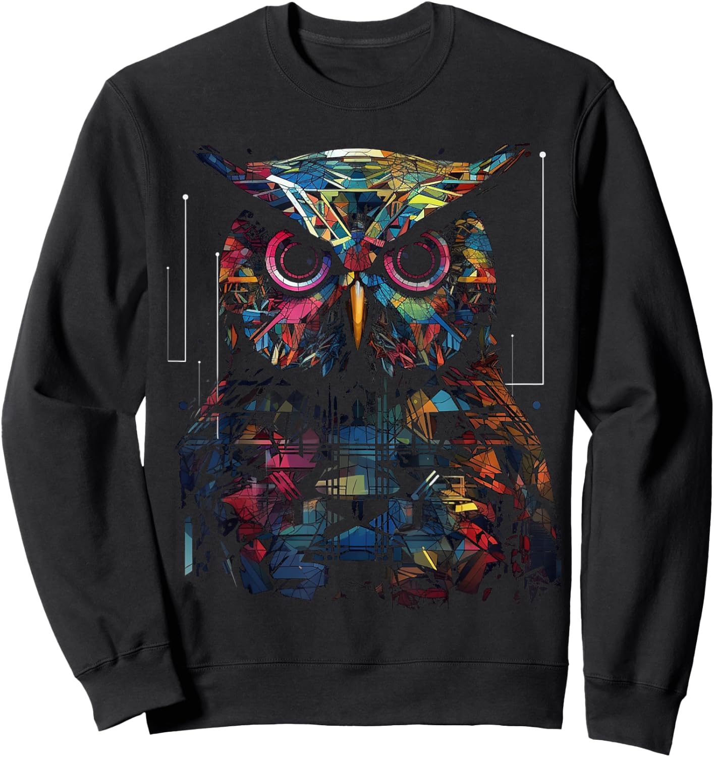 Owl Geometric Animal Lover - Colourful Bird Art Animal Owl Sweatshirt - Sweatshirt | Black