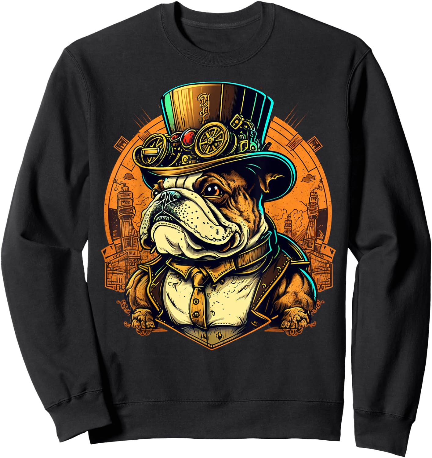 Steampunk Bulldog Women Kids Sweatshirt - Sweatshirt | Black