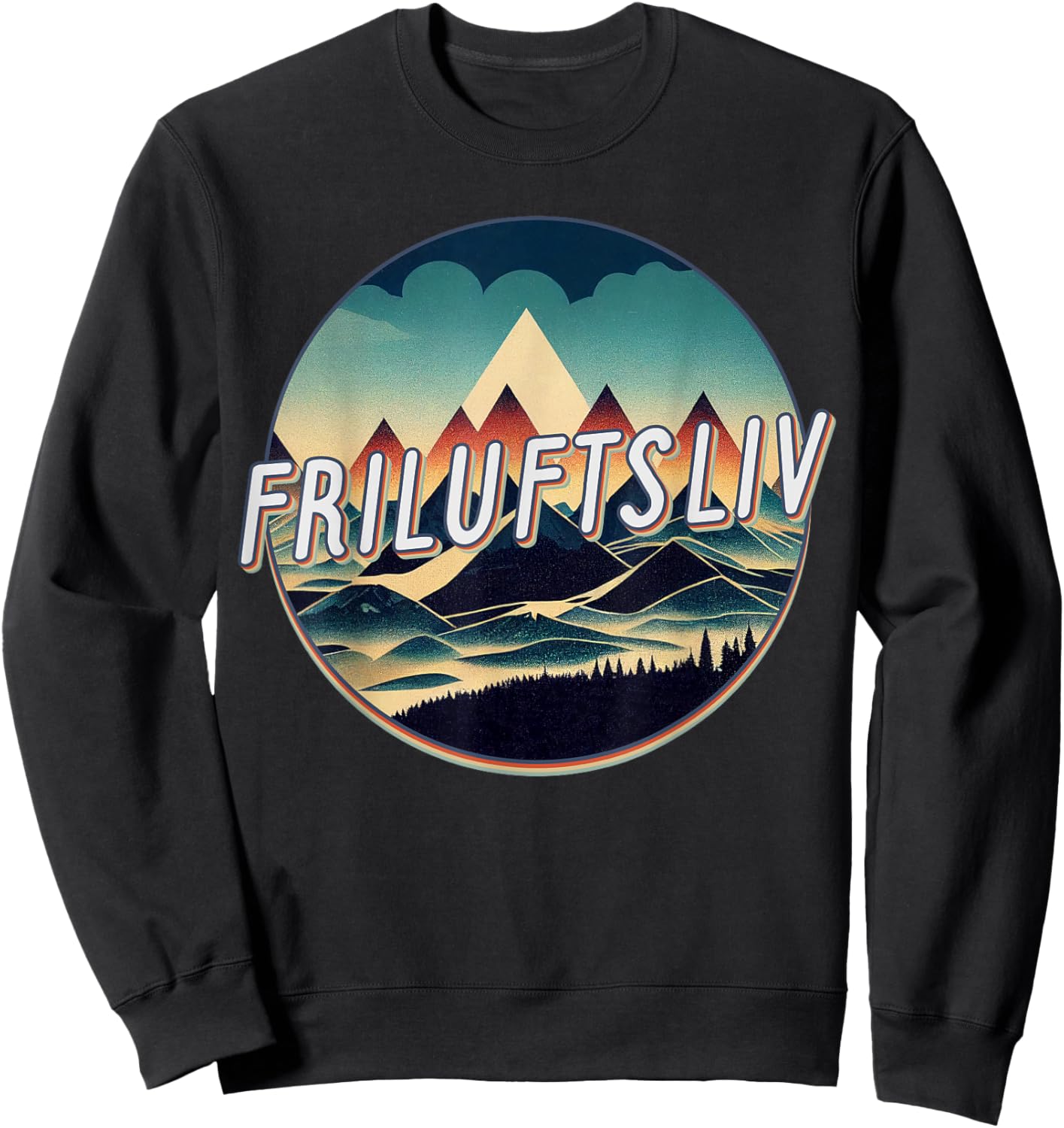 Retro Vintage Friluftsliv Love Outdoors Norwegian Sweatshirt - Sweatshirt | Black