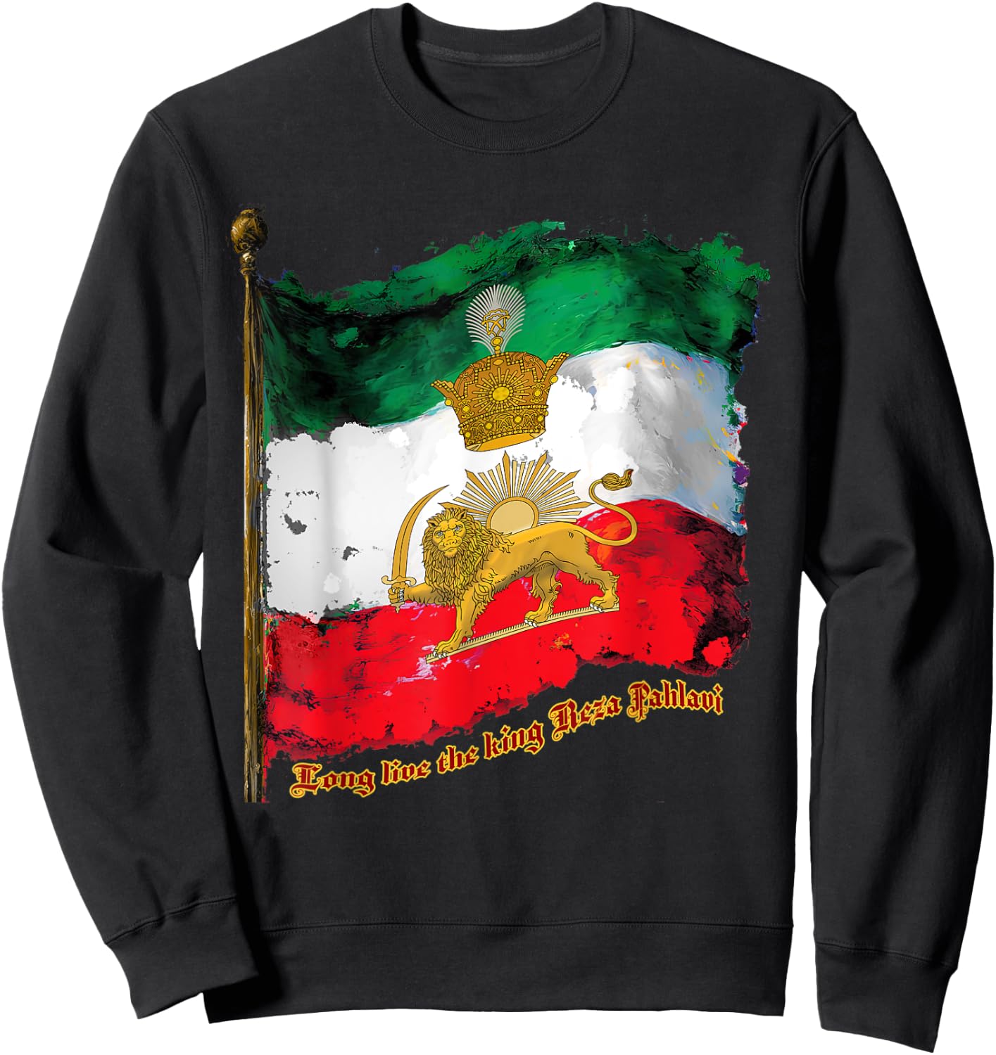 Irans Flag with Pahlavi Crown shir va khorshyid Sweatshirt - Sweatshirt | Black