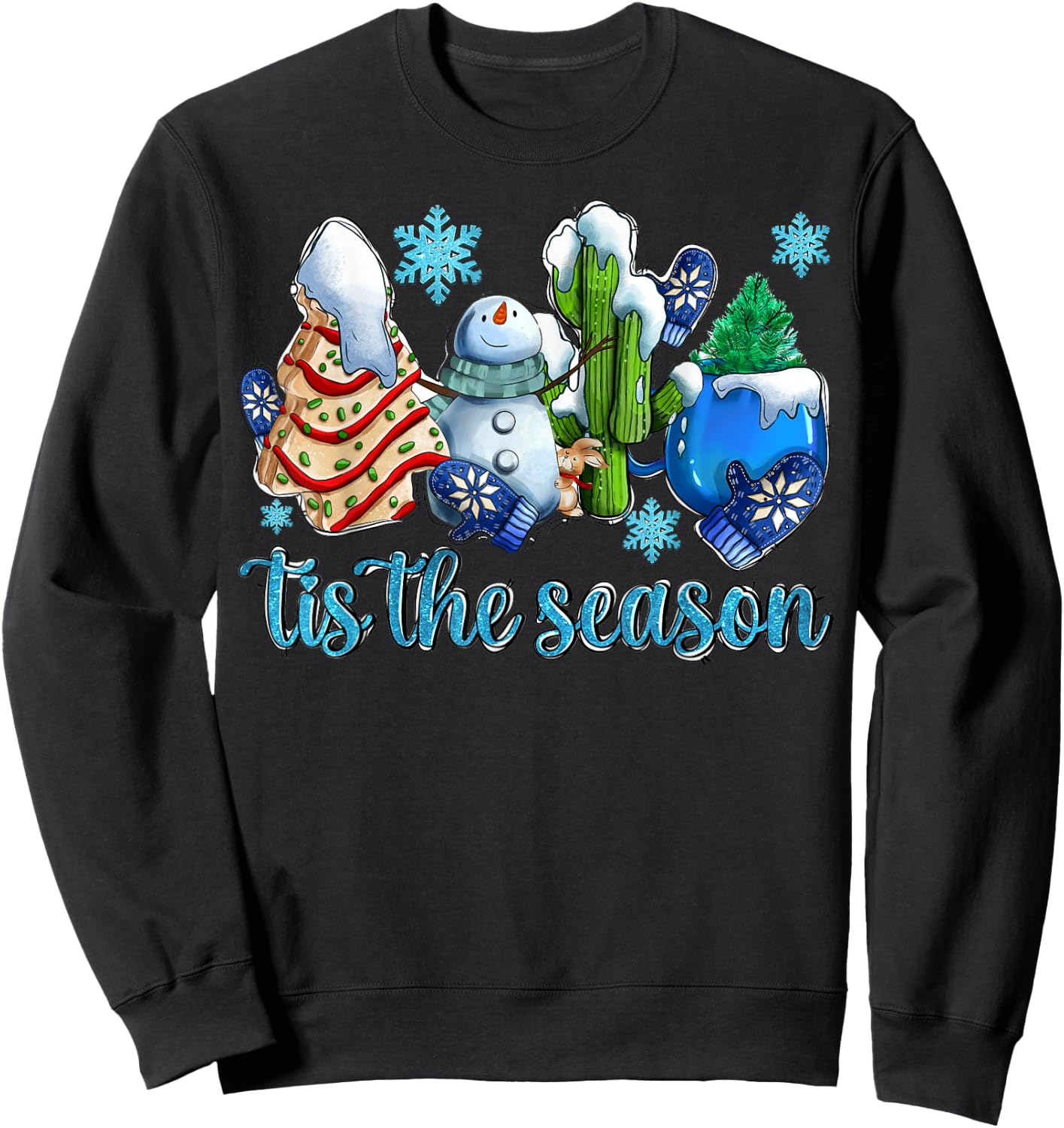 Tis The Season Winter And Snowman Christmas Family Matching Sweatshirt - Sweatshirt | Black