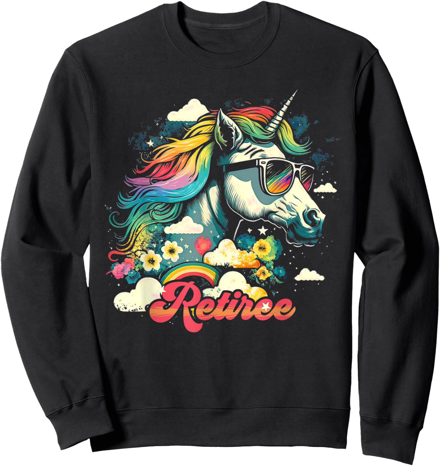Rainbow Unicorn Retiree | Retirement Sweatshirt - Sweatshirt | Black
