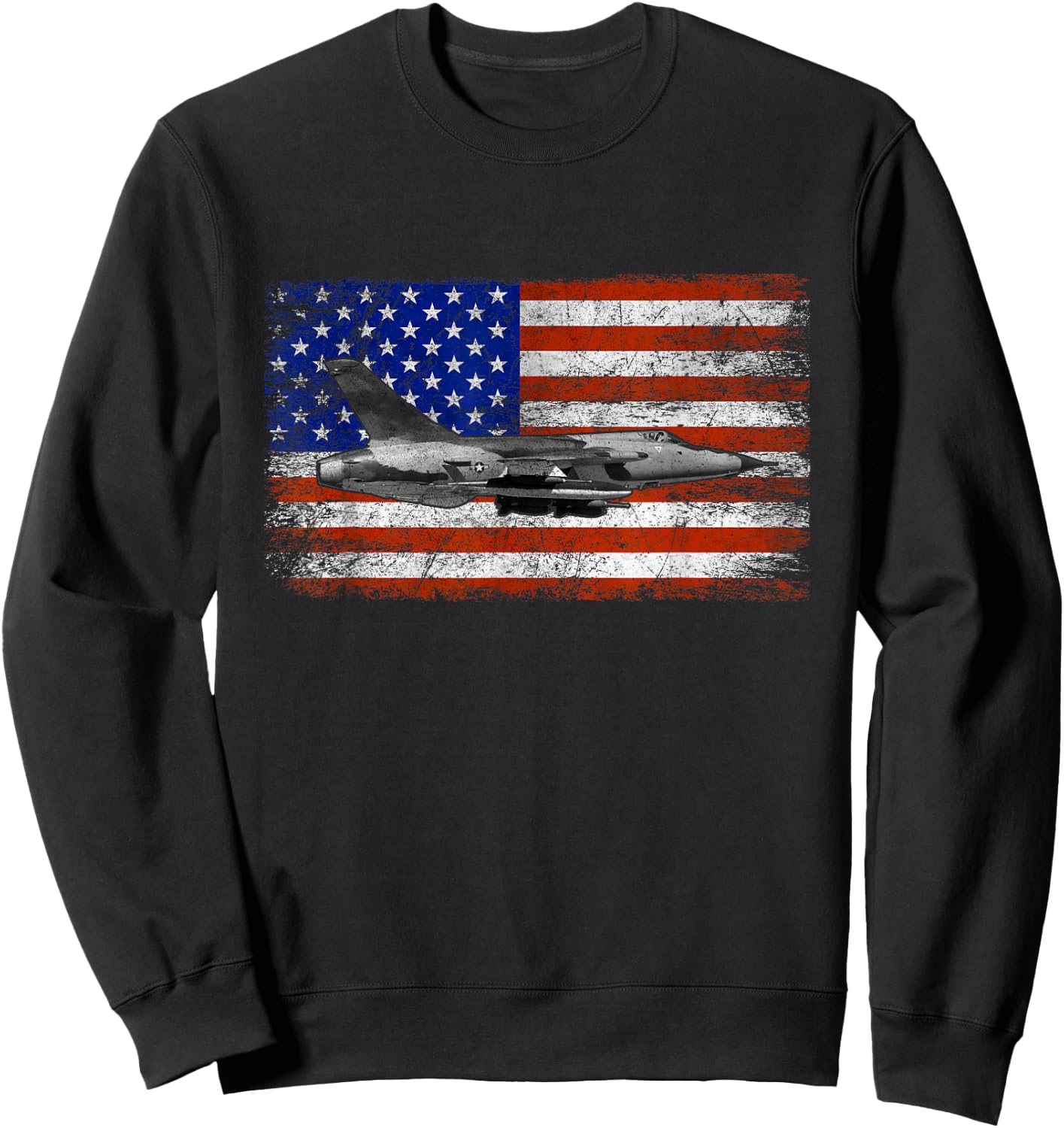 F-105 Thunderchief Airplane Vintage Flag Sweatshirt - Sweatshirt | Black