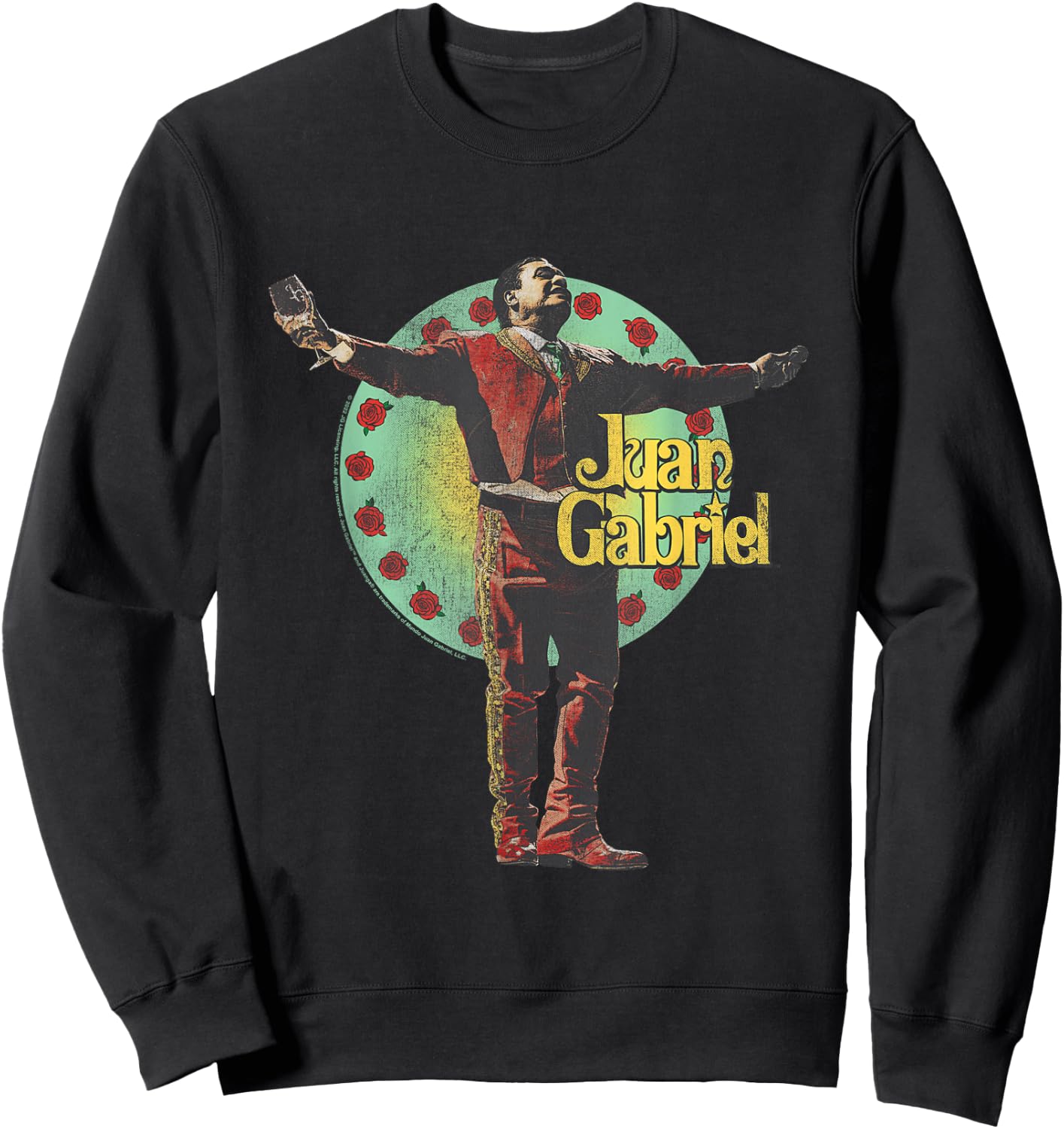 Juan Gabriel Red Suit and Wine Glass Sweatshirt - Sweatshirt | Black