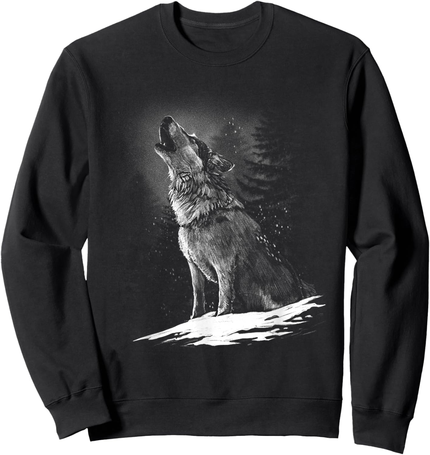 Wolf Hunting Ground, Icy Moon Forest wildlife Sweatshirt - Sweatshirt | Black