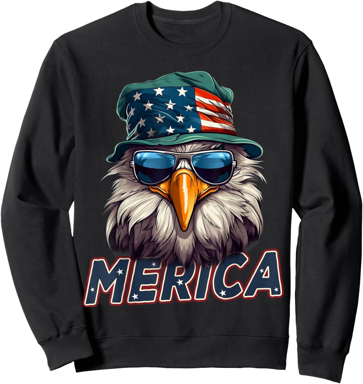 USA American Flag Patriotic Eagle 4th of July Sweatshirt - Sweatshirt | Black