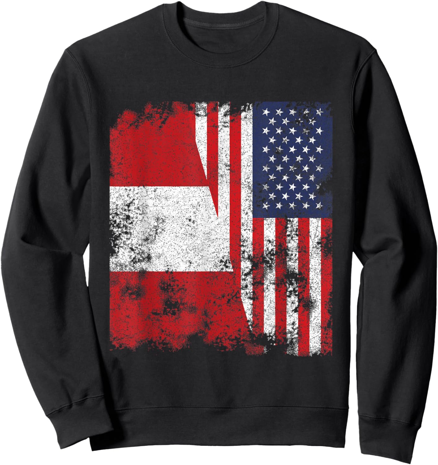 Peru USA Flag Distressed - Half American Sweatshirt - Sweatshirt | Black