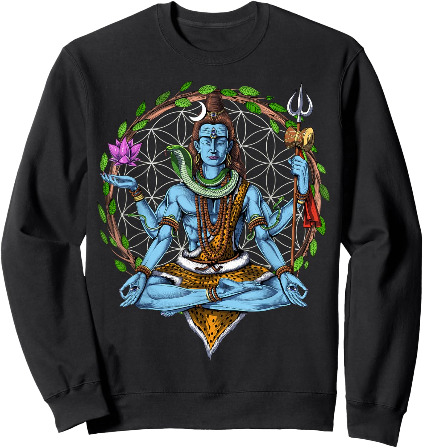 Shiva Hindu God Meditation Zen Yoga Hinduism Spiritual Sweatshirt - Sweatshirt | Black
