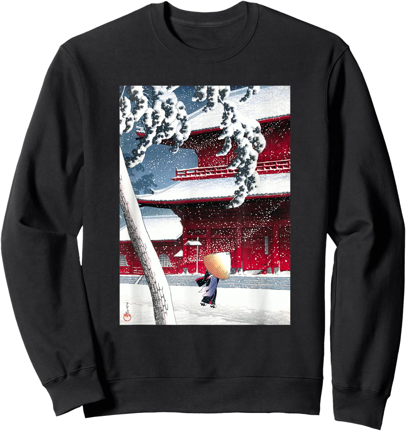 Zojo Shrine in Shiba by Hasui Kawase Shin-hanga Ukiyo-e Sweatshirt - Sweatshirt | Black