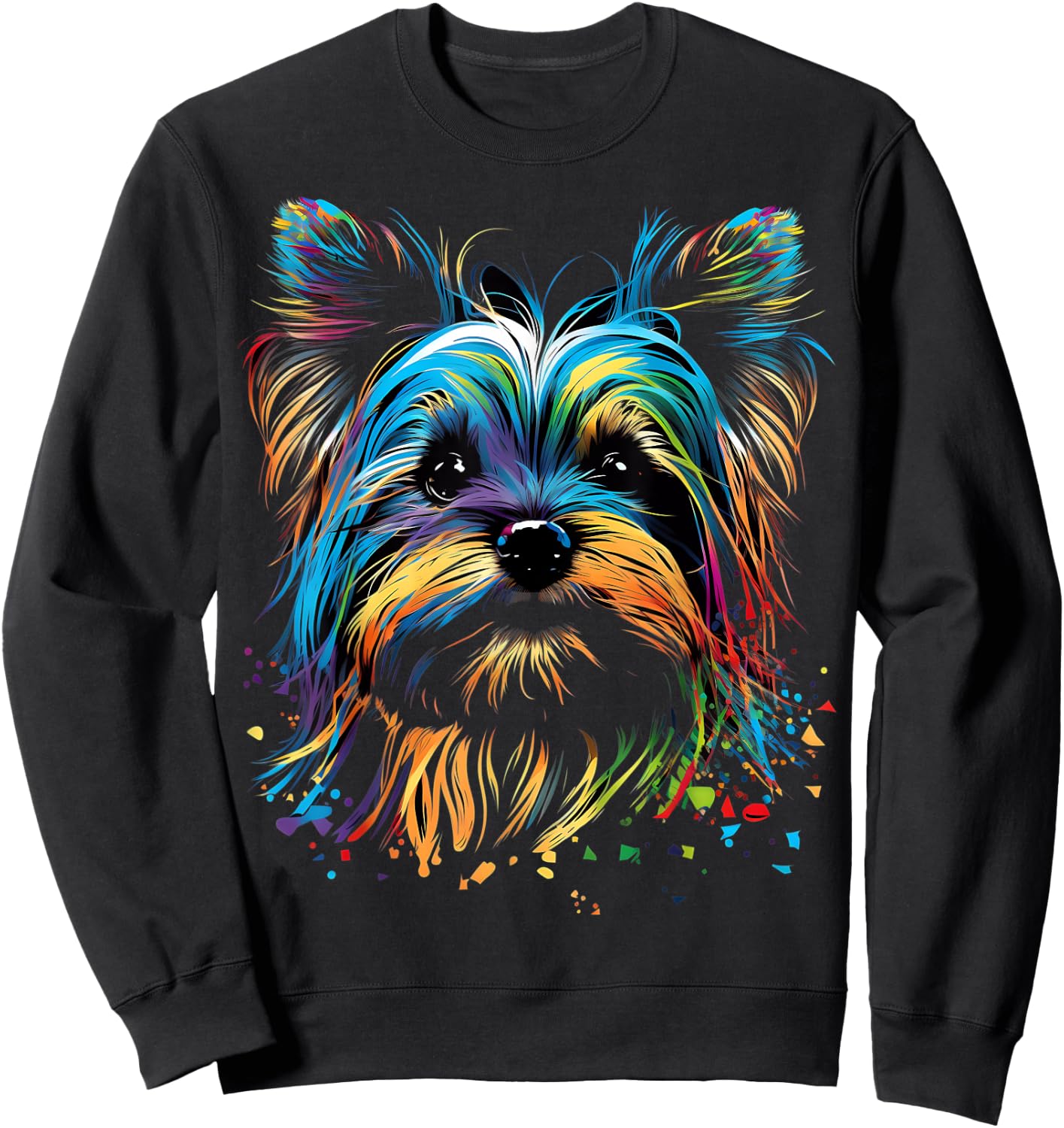 Colorful Yorkie Yorkshire Terrier Dog Face Painting Black Women Kids Sweatshirt - Sweatshirt | Black
