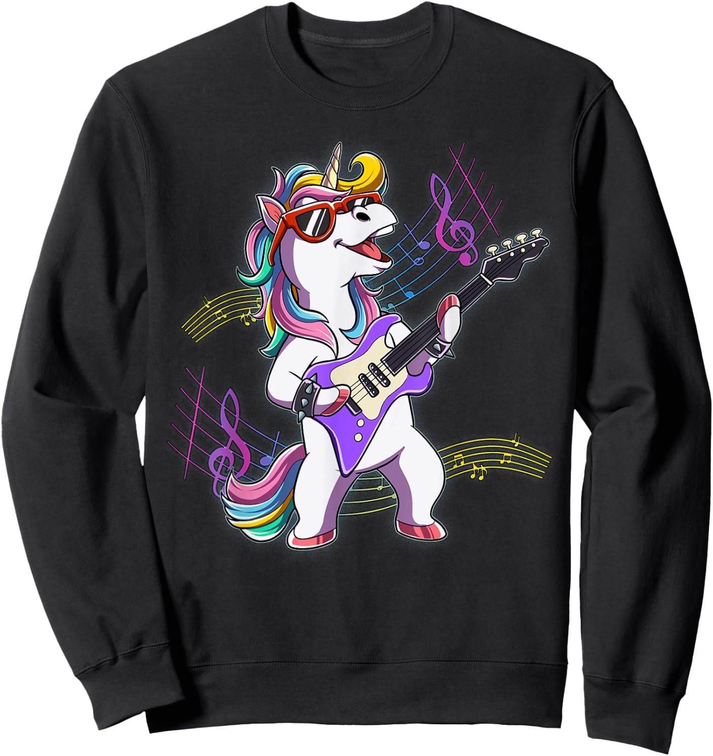 Unicorn Guitar Rockstar Sweatshirt - Sweatshirt | Black