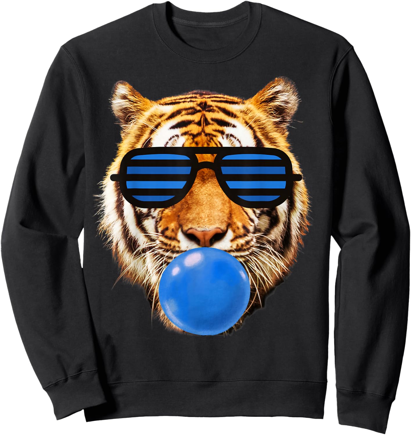 Blue Gum Tiger Stripe Cute Tiger face Women Sweatshirt - Sweatshirt | Black