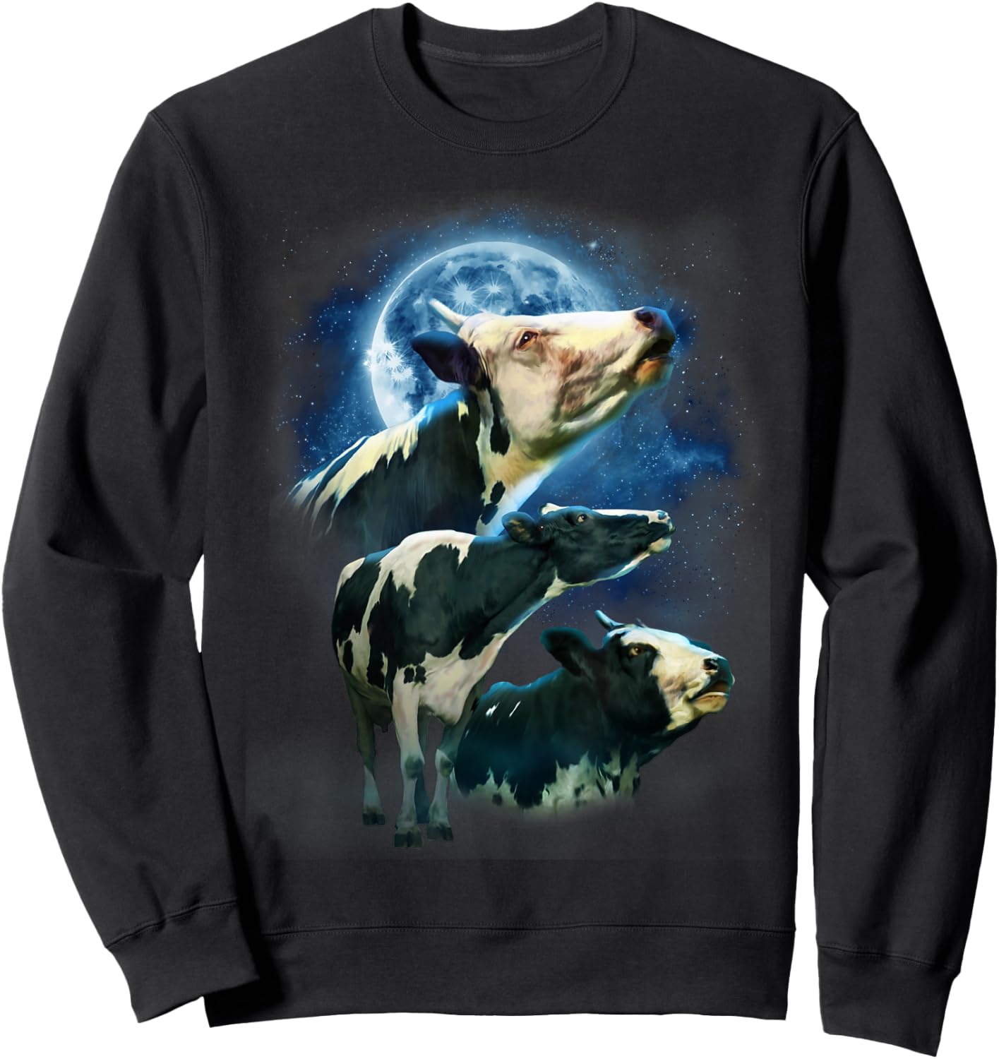 Funny Cow Shirt - Funny Cows Howling at the Moon Sweatshirt - Sweatshirt | Black