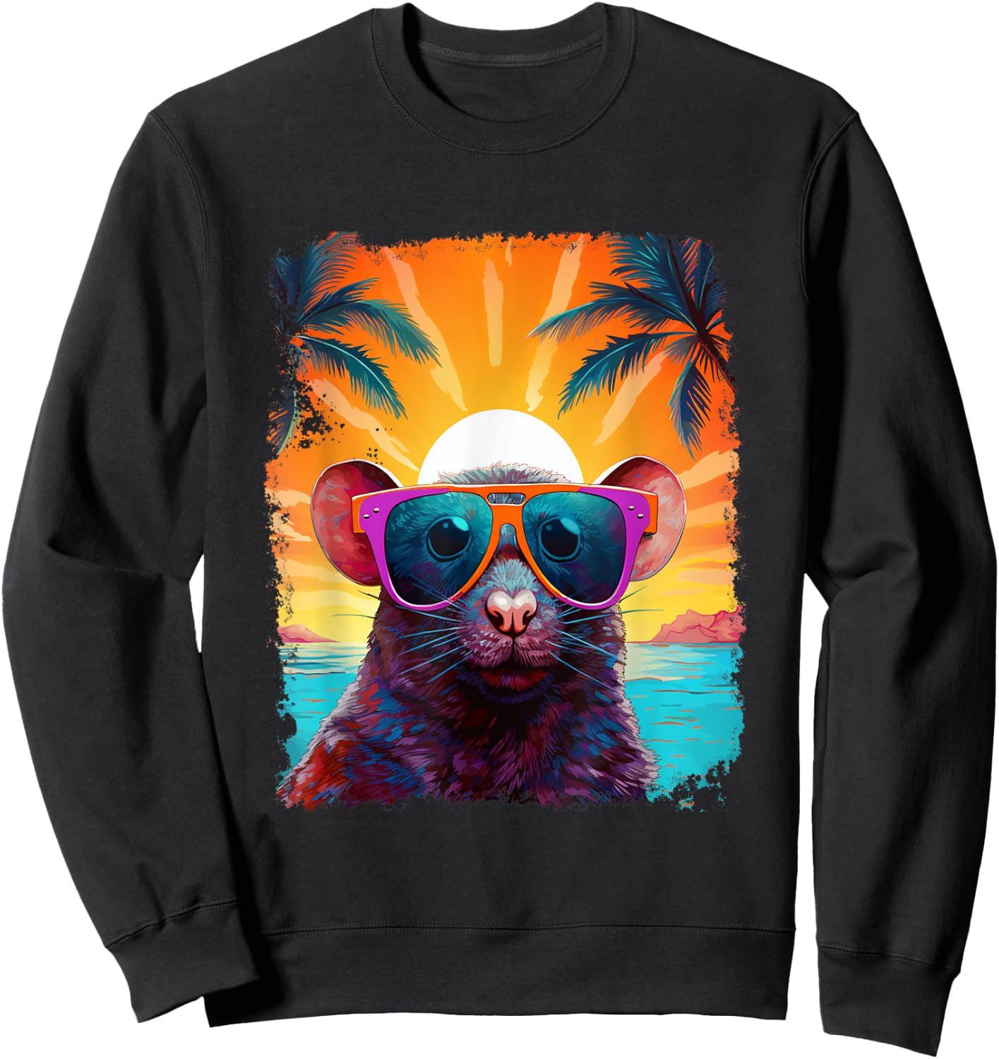 Pop Art Vintage Animal Mouse Hawaiian Sweatshirt - Sweatshirt | Black