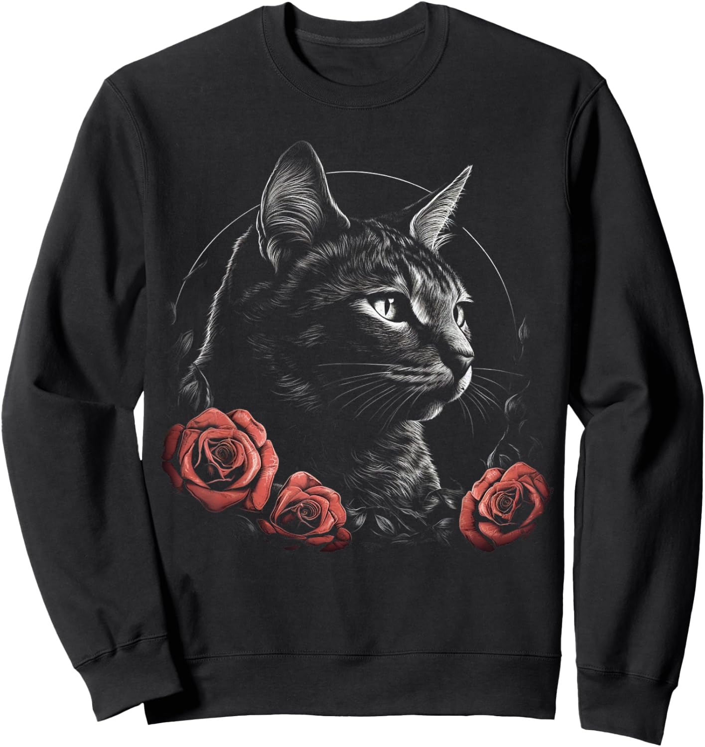 Cat Art Flowers - Pet Cat Motif Animal Cat Sweatshirt - Sweatshirt | Black