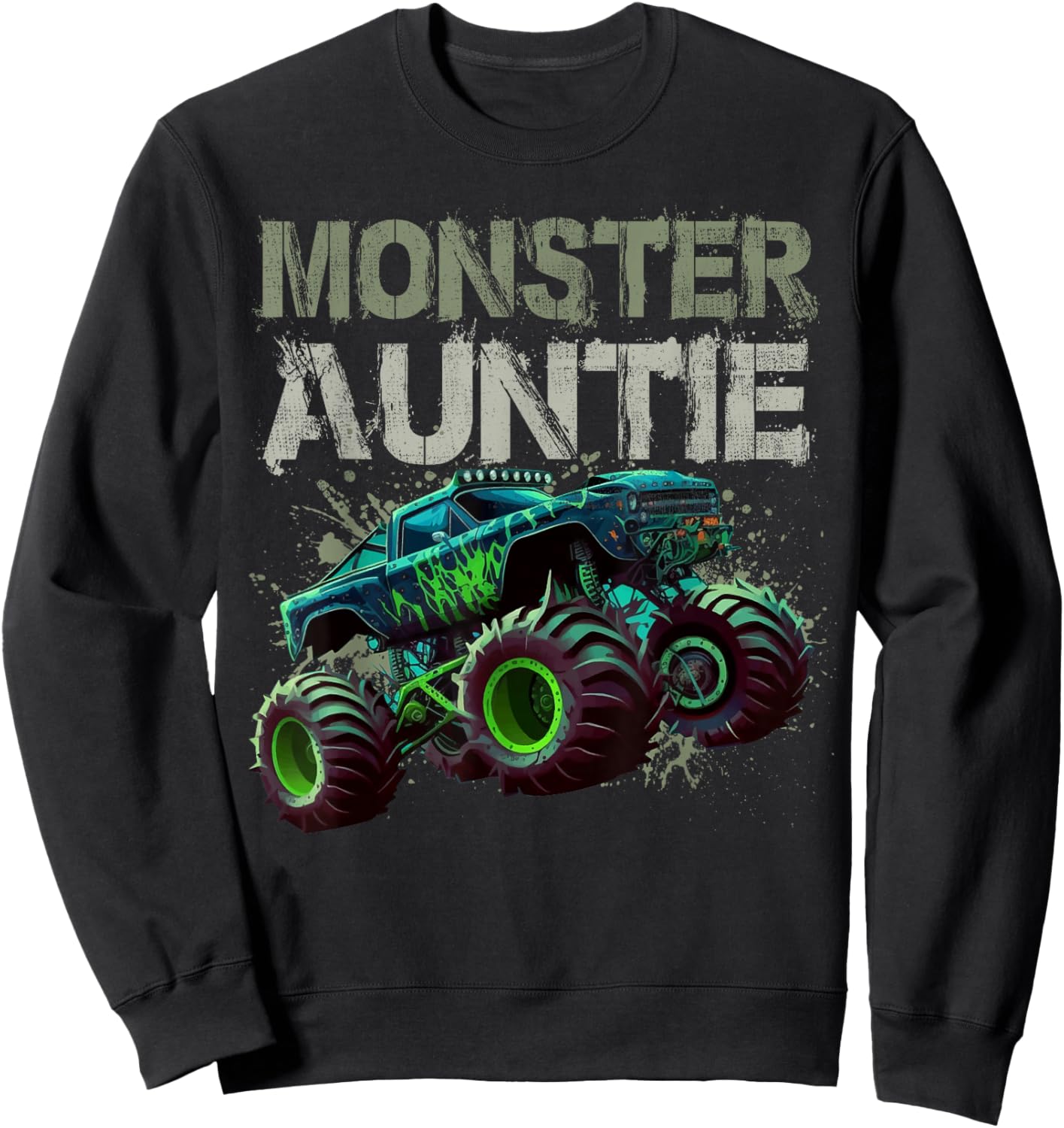 Monster Truck Auntie Family Matching Monster Truck Lovers Sweatshirt - Sweatshirt | Black