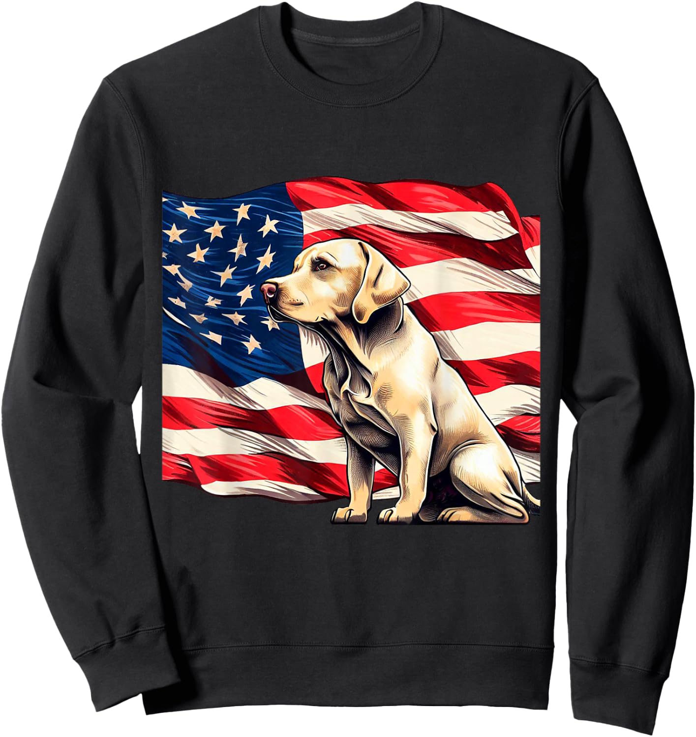 Patriotic Labrador American Flag Sweatshirt - Sweatshirt | Black