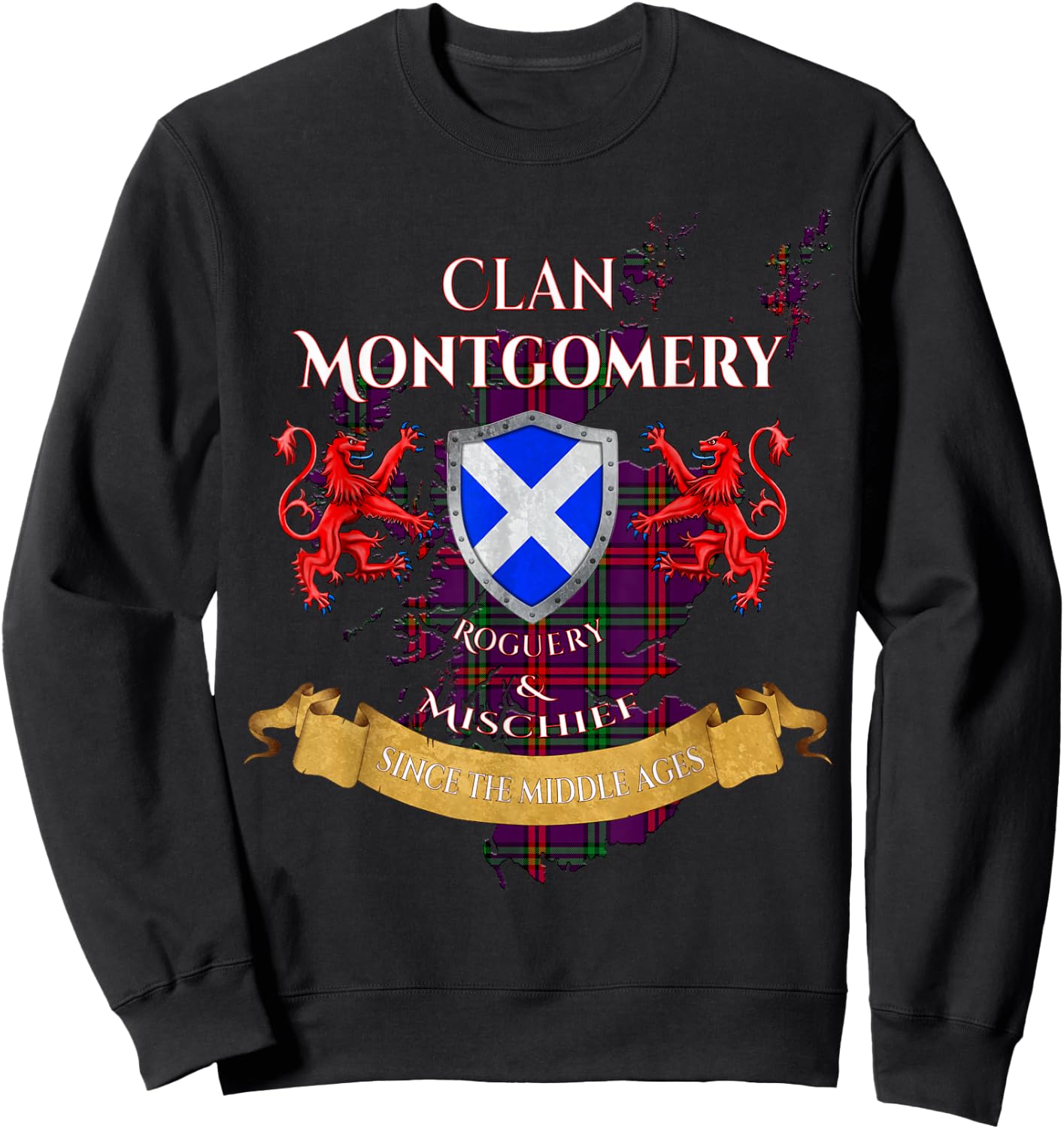 Montgomery Scottish Family Clan Middle Ages Mischief Sweatshirt - Sweatshirt | Black