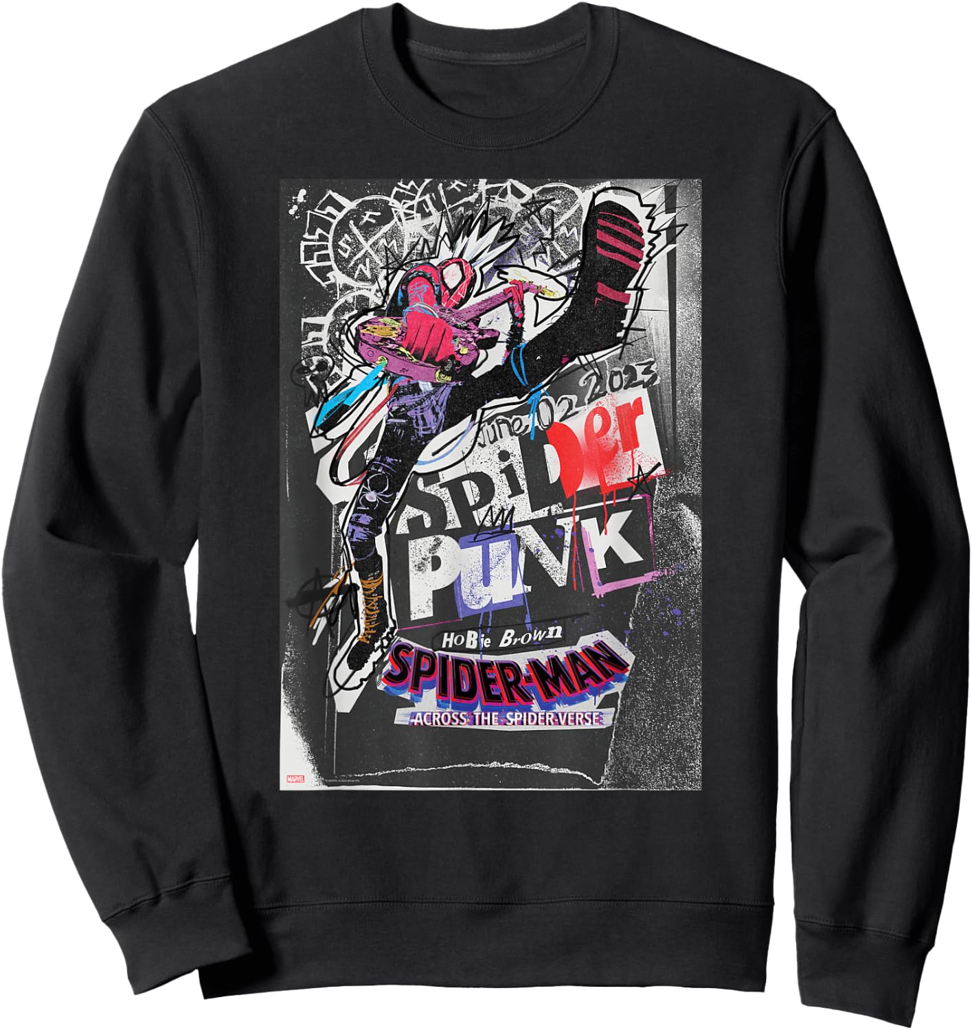 Marvel Spider-Man: Across The Spider-Verse Hobie Poster Sweatshirt - Sweatshirt | Black