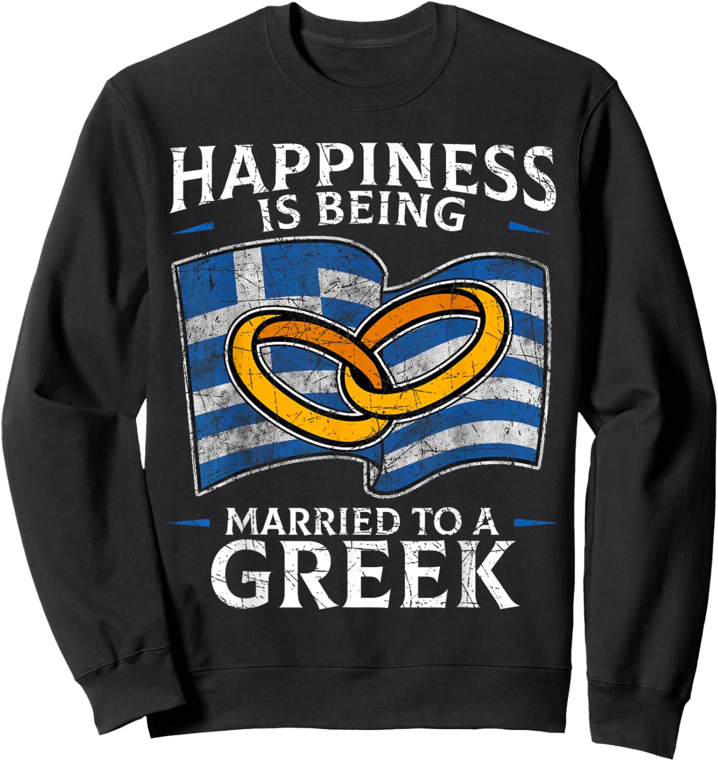 Greek Marriage Greece Married Heritage Flag Culture Roots Sweatshirt - Sweatshirt | Black