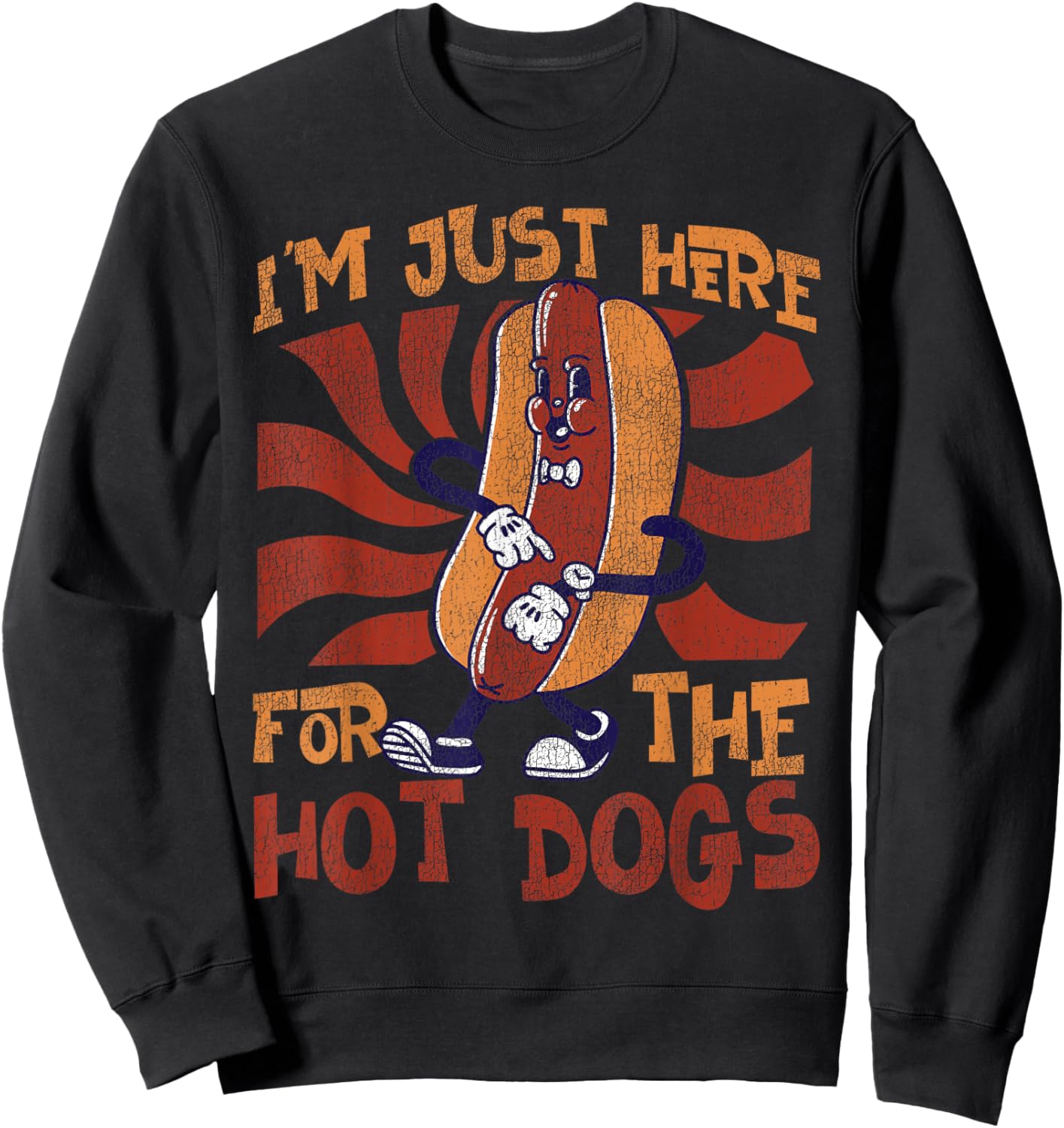 Hot Dog Adult I'm Just Here for The Hot Dogs Sweatshirt - Sweatshirt | Black