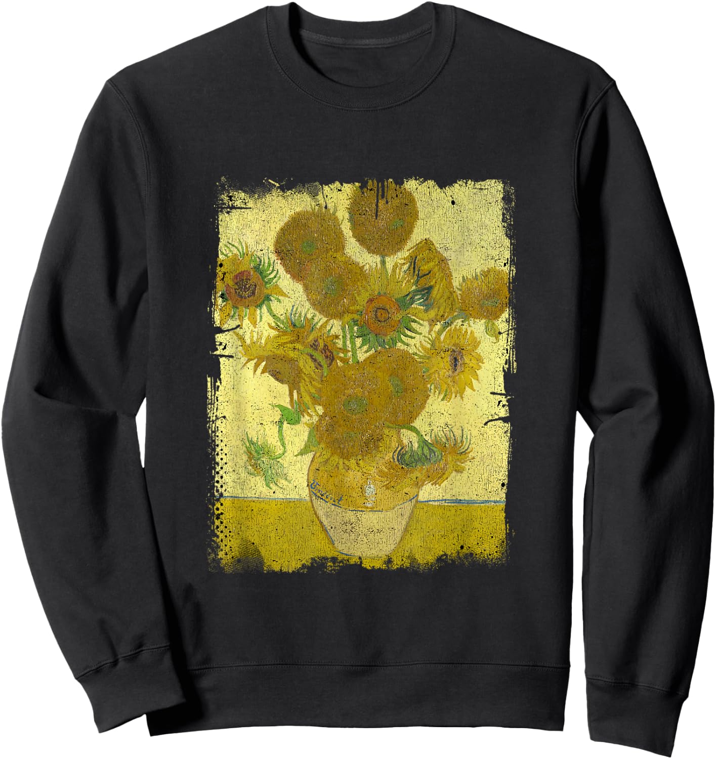 Sunflowers by Vincent Van Gogh Famous Painting Sweatshirt - Sweatshirt | Black