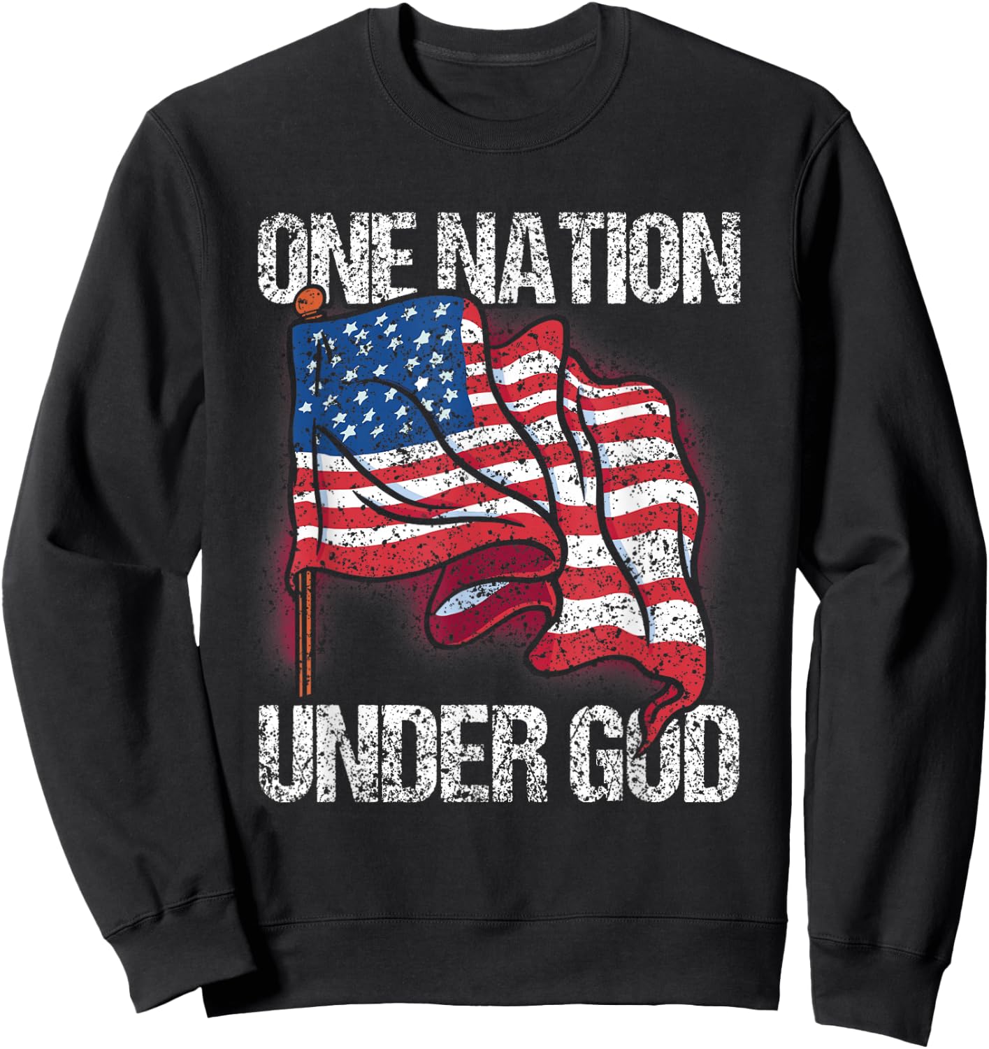 One Nation Under God American Usa Us America Patriotic Us Sweatshirt - Sweatshirt | Black