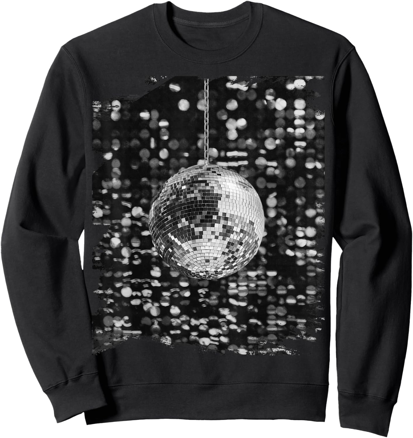 Black and White Disco Ball Club Retro Small Sweatshirt - Sweatshirt | Black