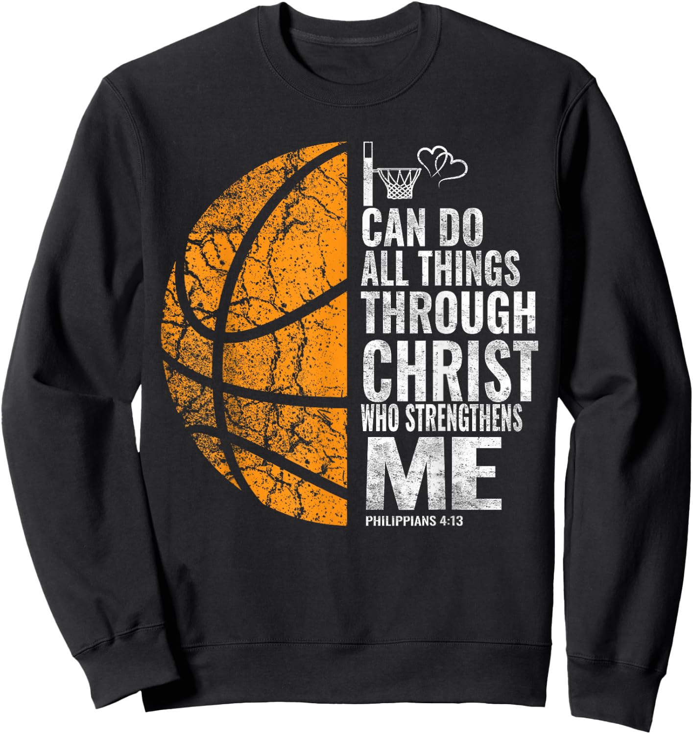 Christian Basketball Men Boys Kids Religious Sweatshirt - Sweatshirt | Black