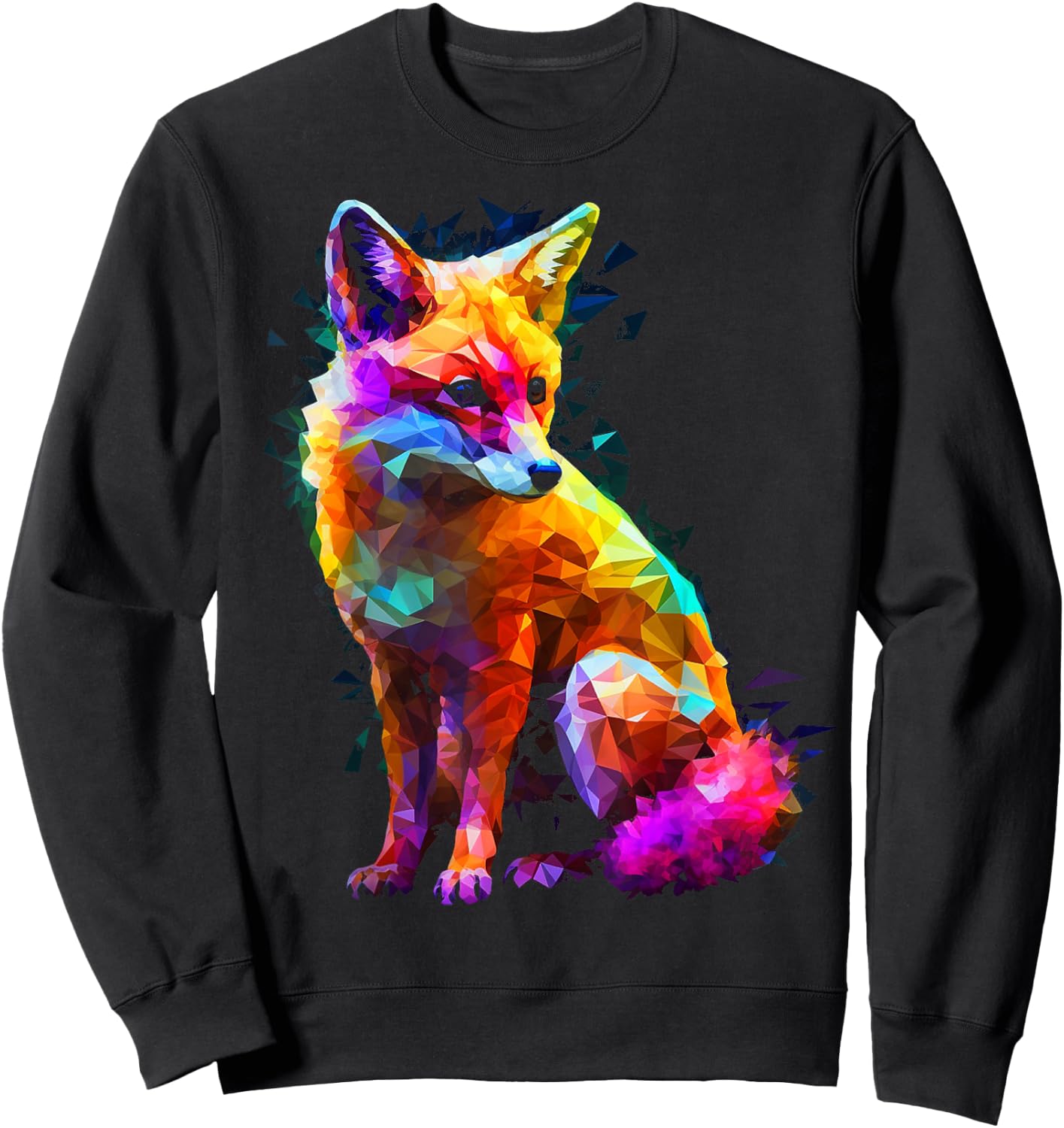 Fox Polygon Colourful Animal Lovers Art Animal Fox Sweatshirt - Sweatshirt | Black