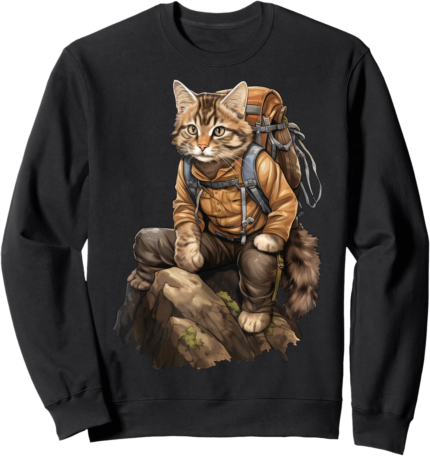 Cat Hiking / Mountaineering Cat Sweatshirt - Sweatshirt | Black